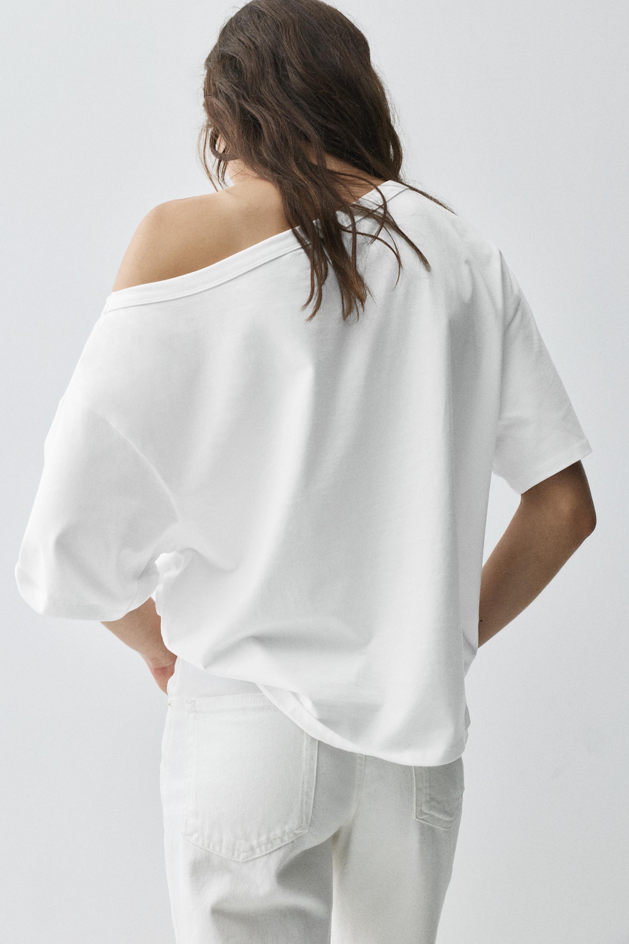 Asymmetric short sleeve T-shirt — White