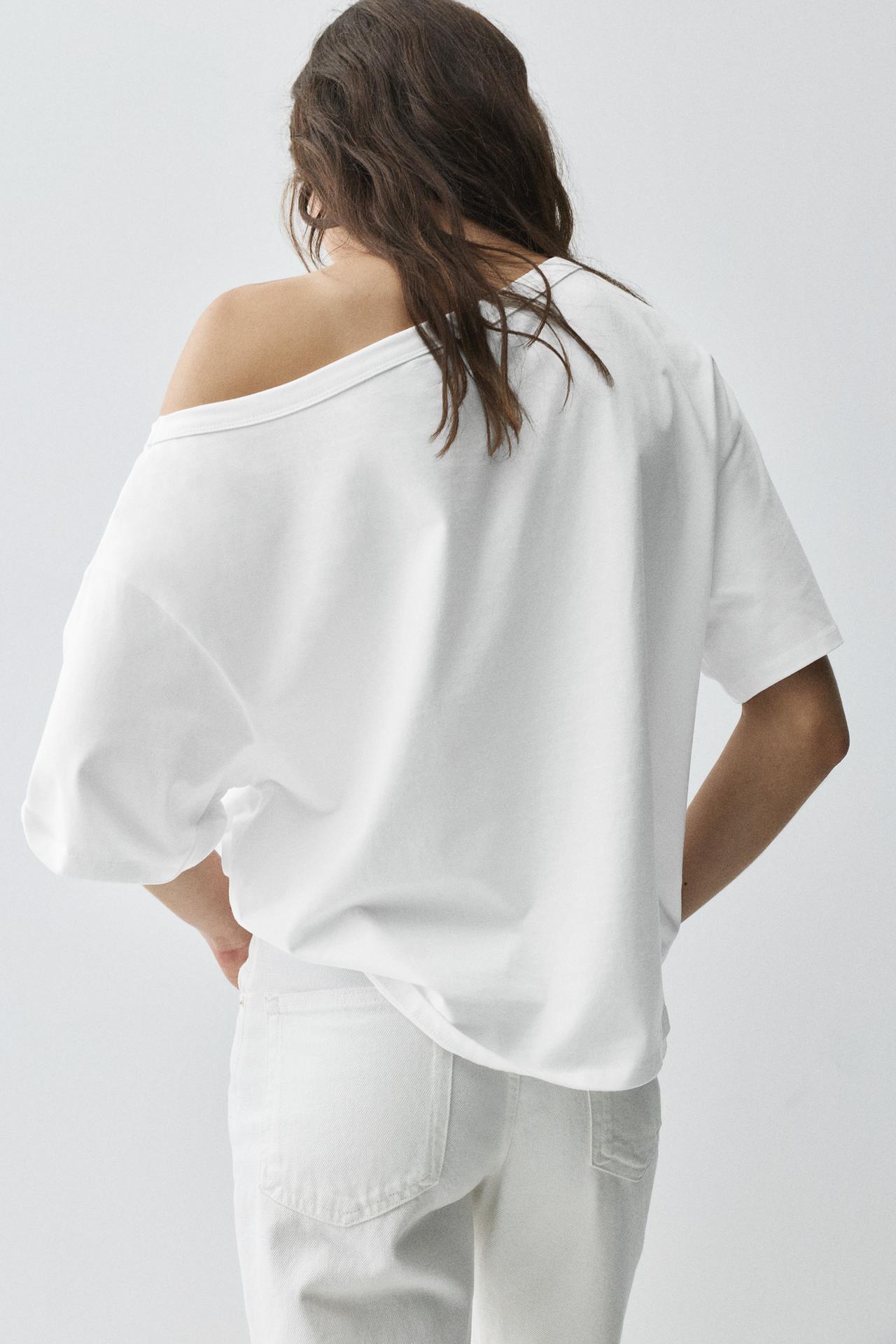 Asymmetric short sleeve T-shirt — White