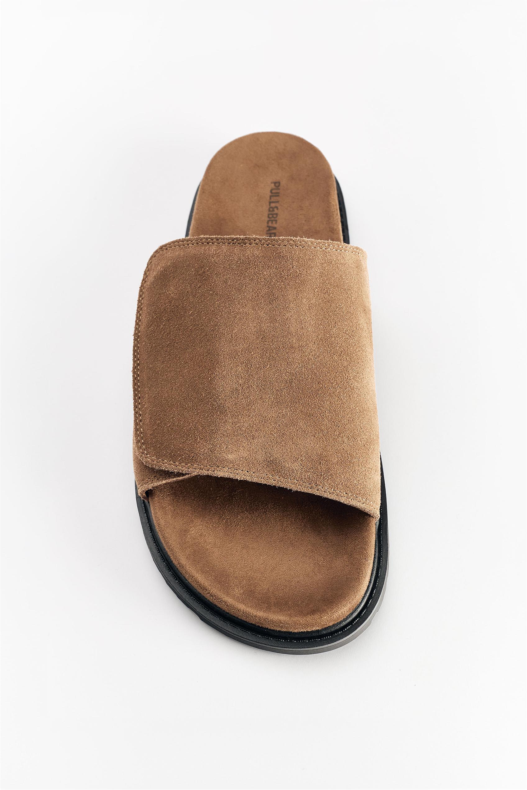Flat leather sandals — Brown