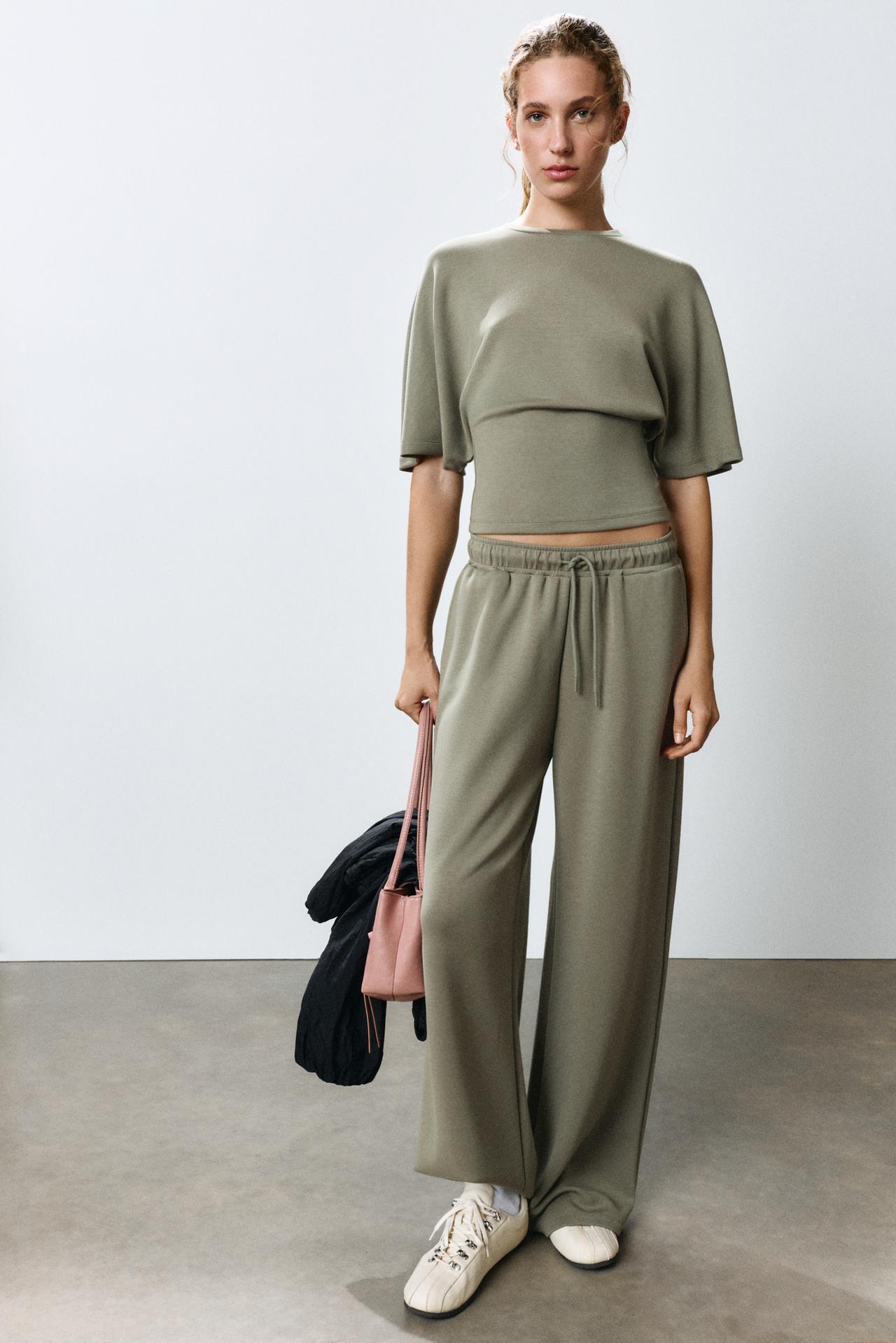 Soft-touch boxy T-shirt — Khaki