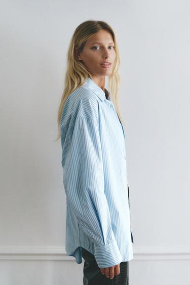 Striped shirt with back buttons — Sky blue 4