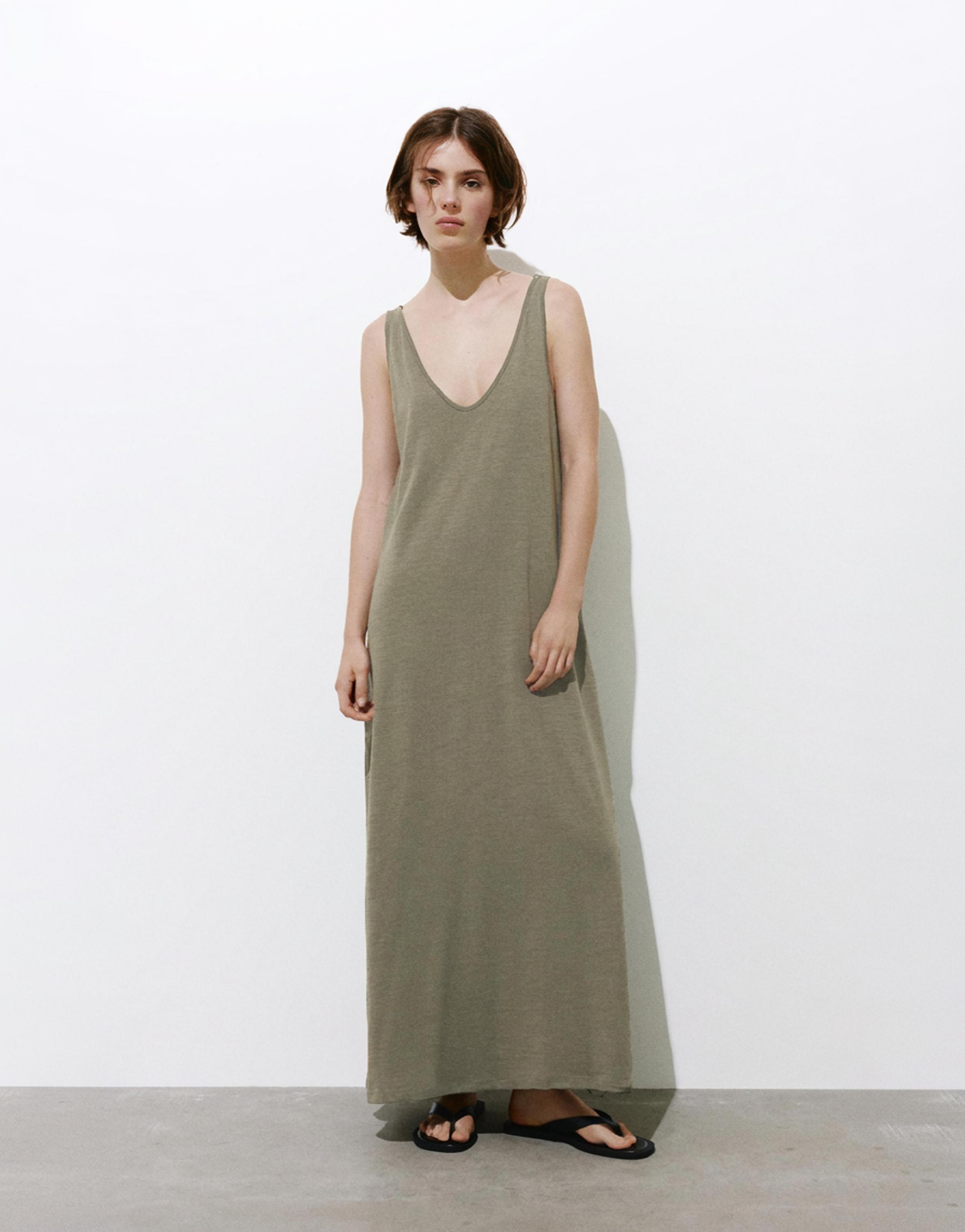 Strappy midi dress — Khaki