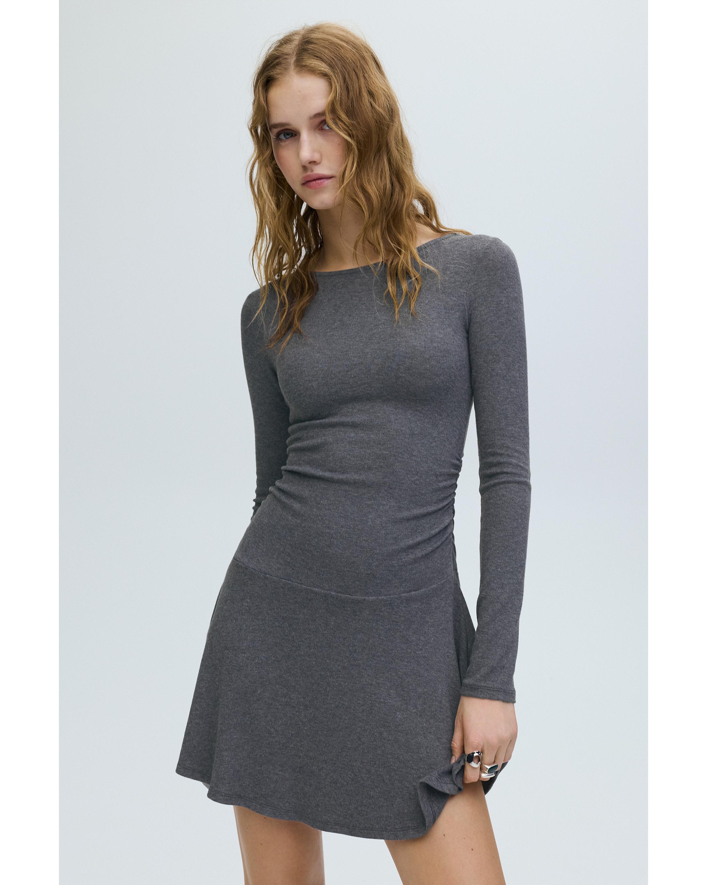 Soft touch short dress — Anthracite grey