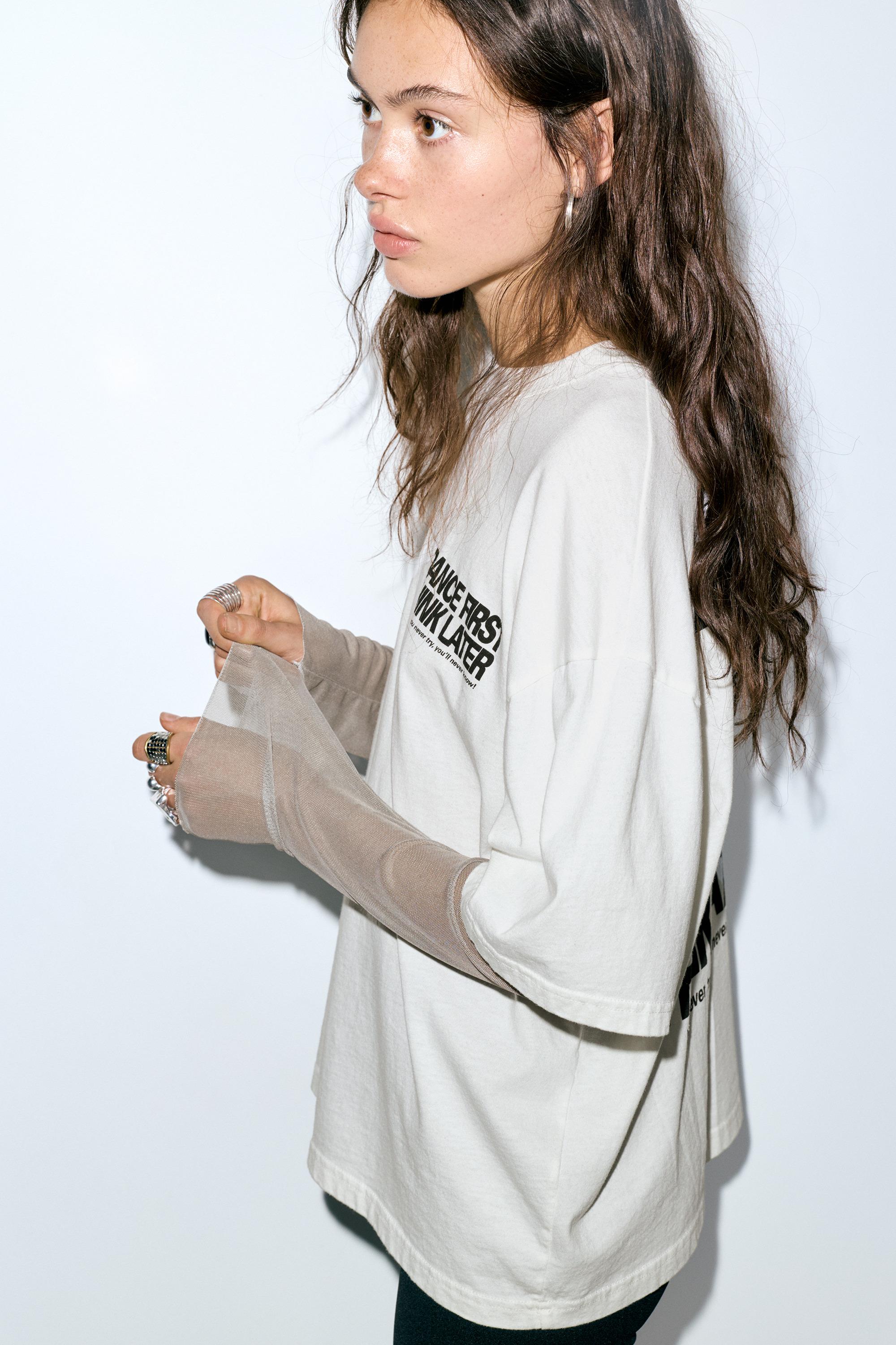 Double sleeve T-shirt with slogan — Ice