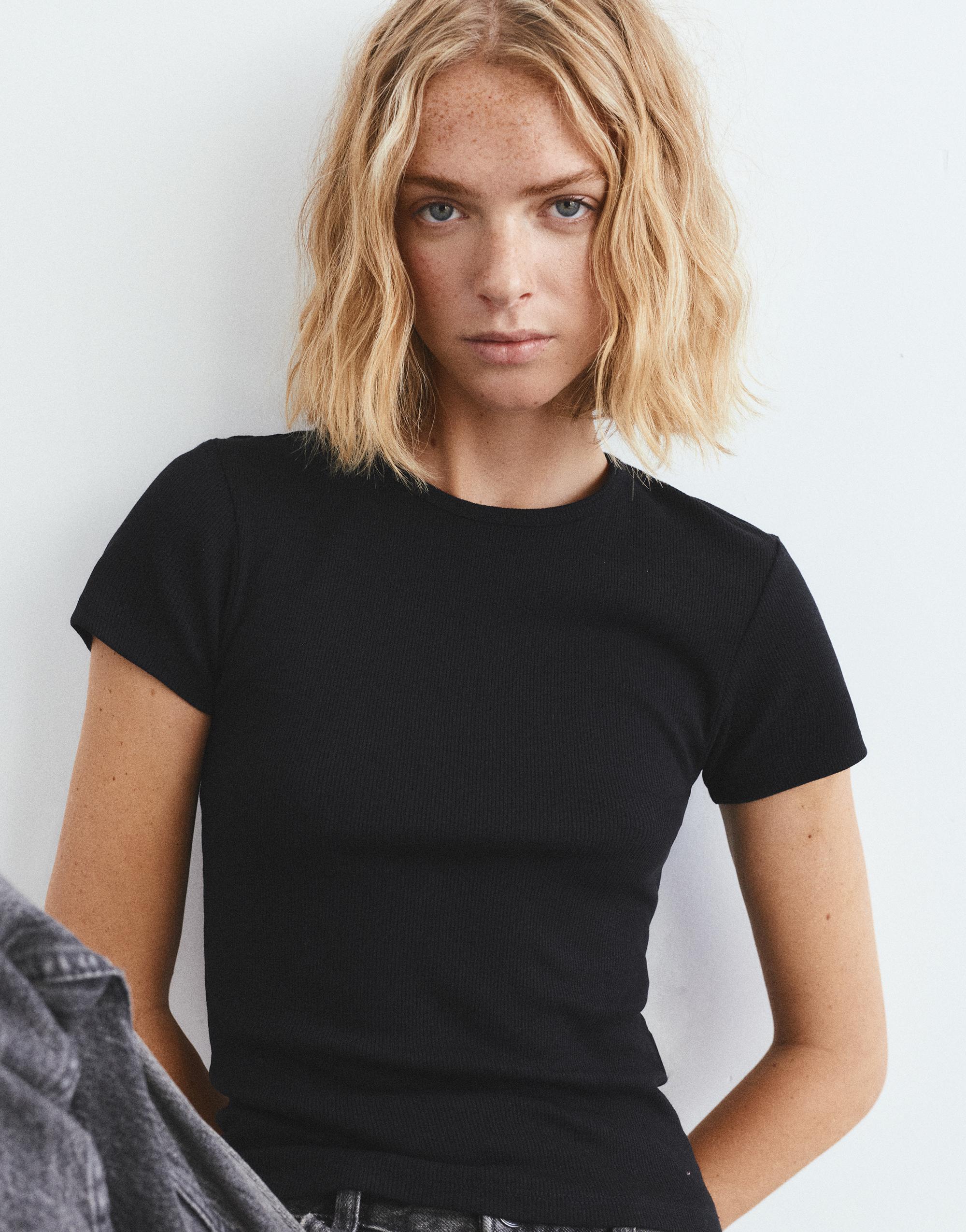 Fitilli kısa kollu t-shirt - Görsel 29