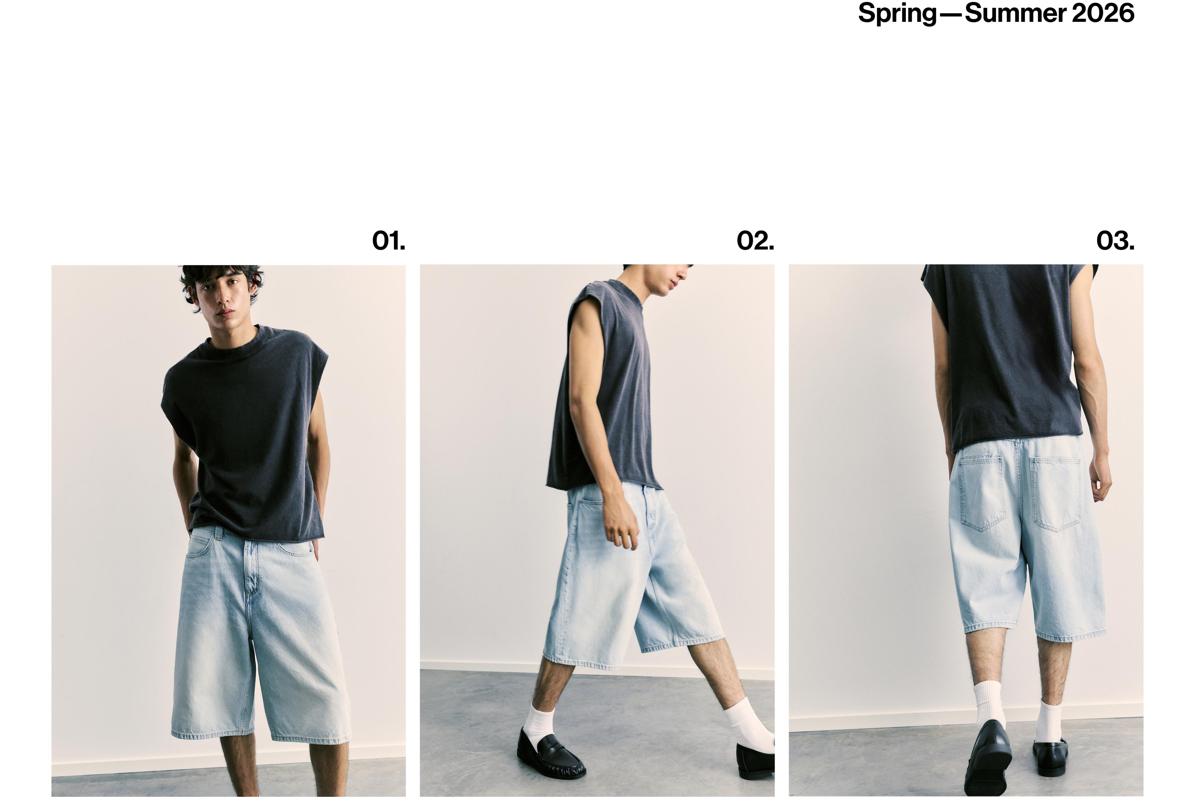 Skater denim Bermuda shorts — Pale blue