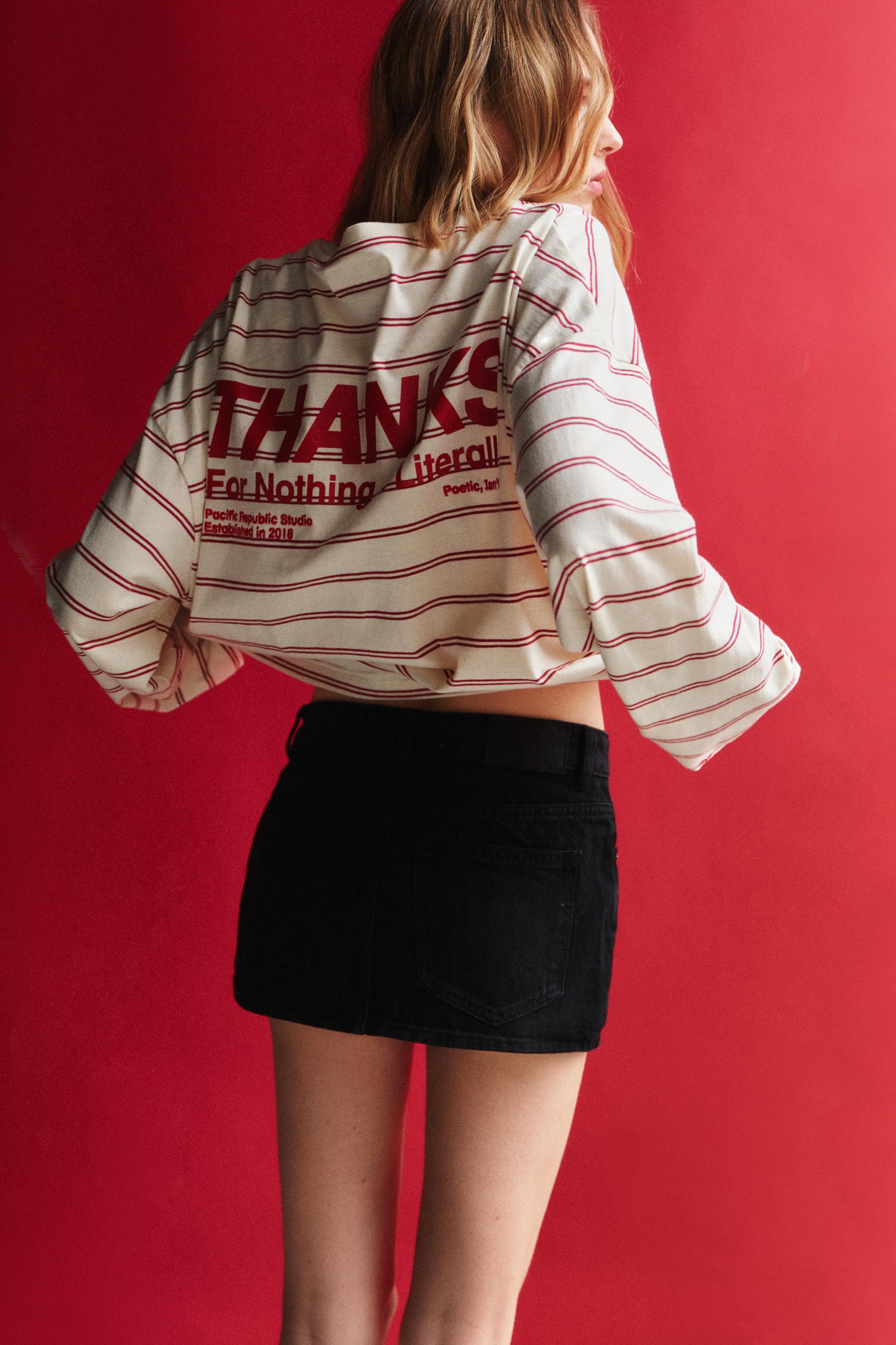Cross-waist denim skort — Black