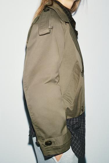 Balloon-fit short trench coat — Dark khaki 3