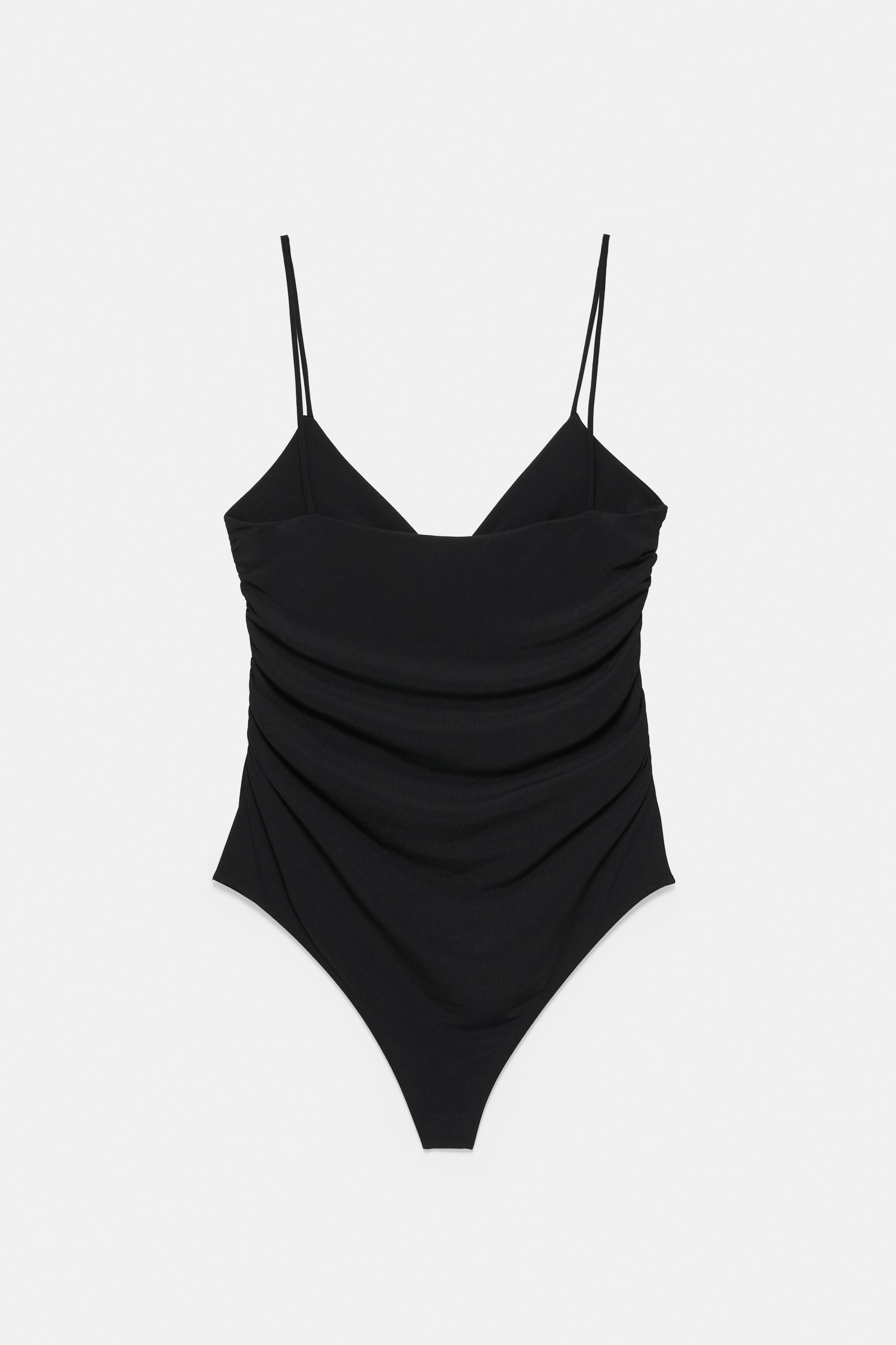 Strappy cut-out bodysuit with appliques — Black