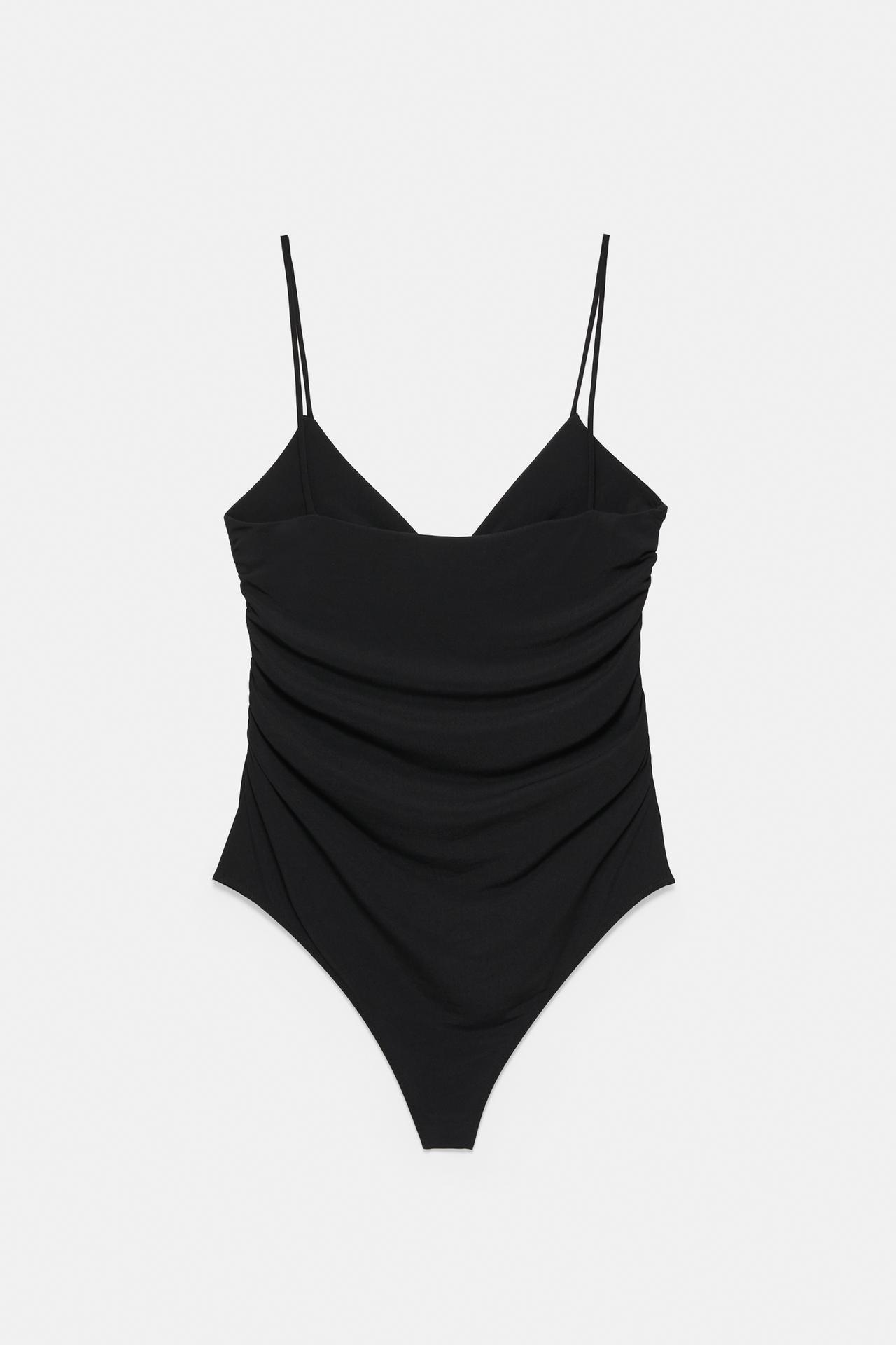 Strappy cut-out bodysuit with appliques — Black