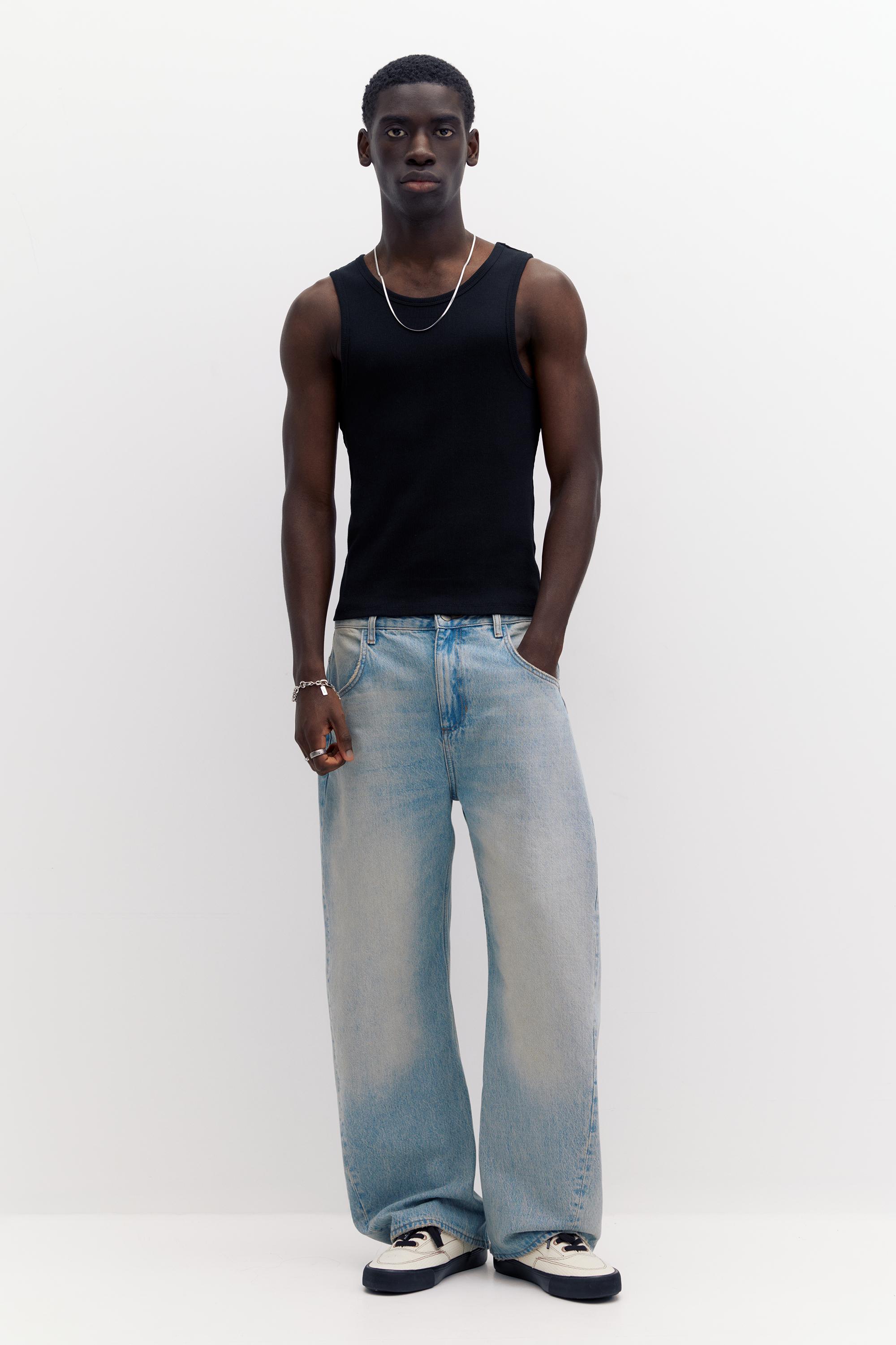 Ribbed tank top — Black