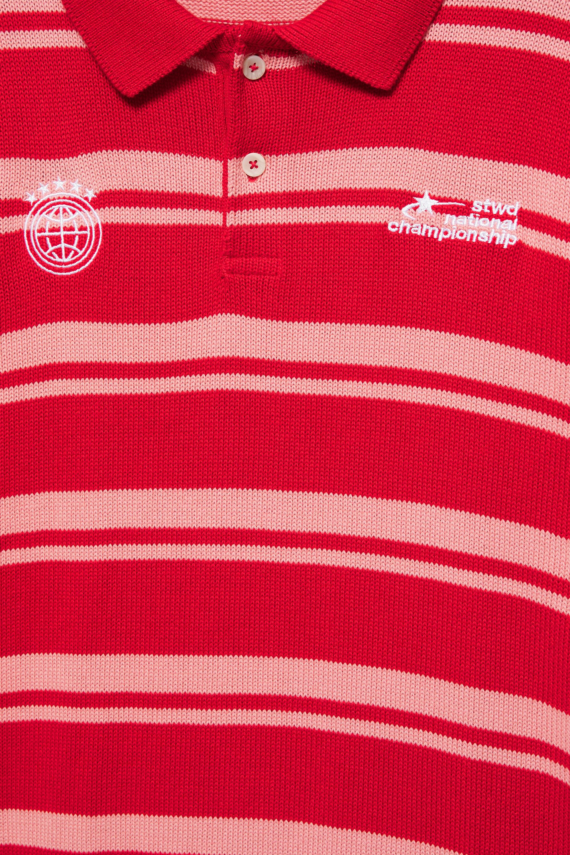 STWD striped knit polo shirt — Red