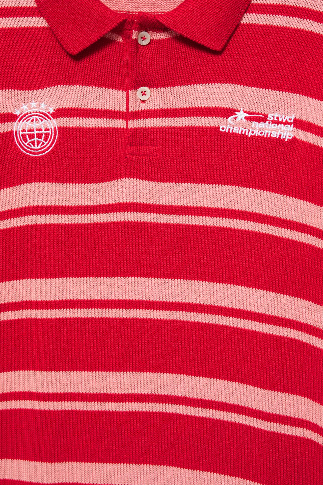 STWD striped knit polo shirt — Red