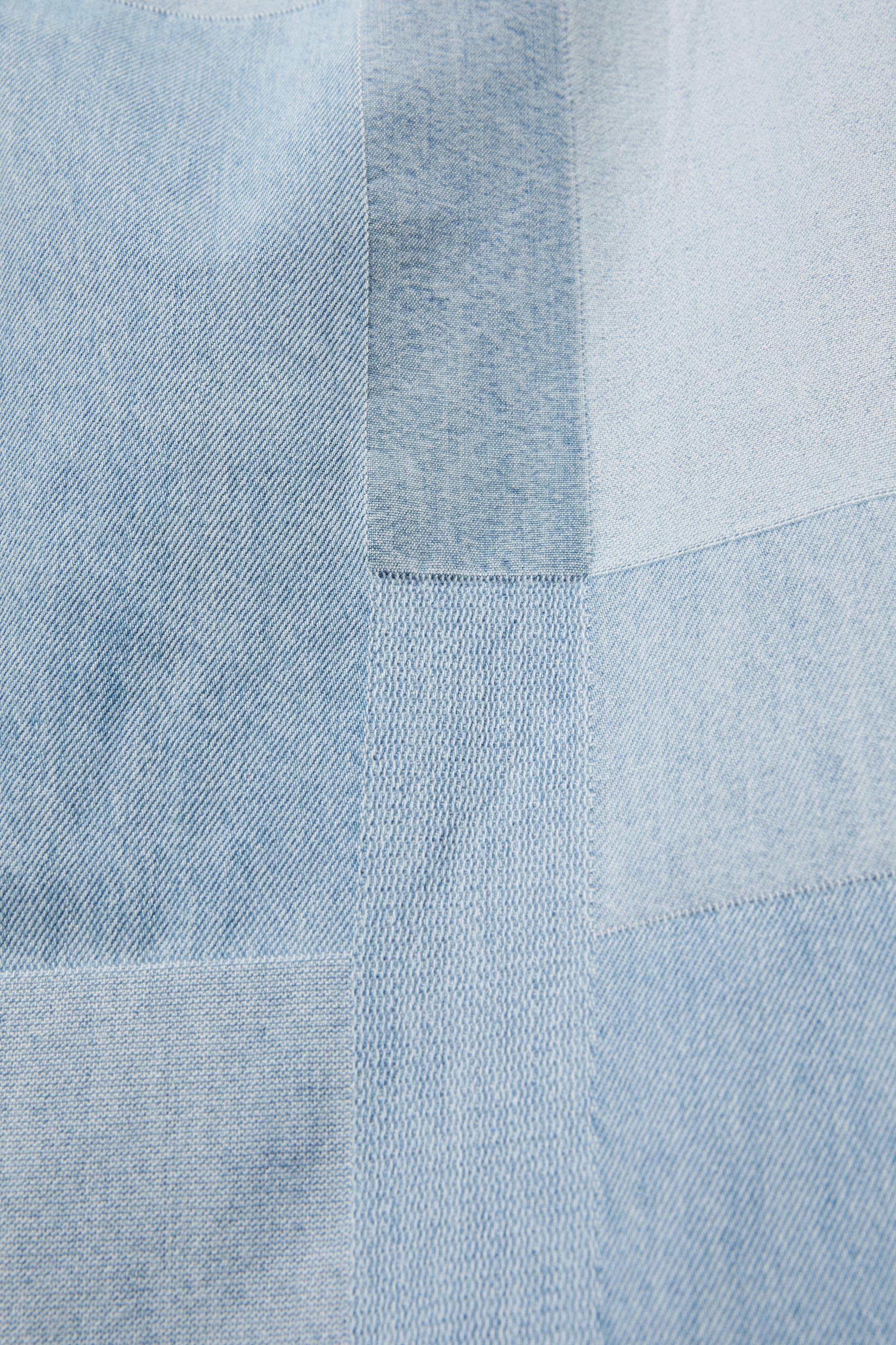 Baggy patchwork check jeans — Pale indigo