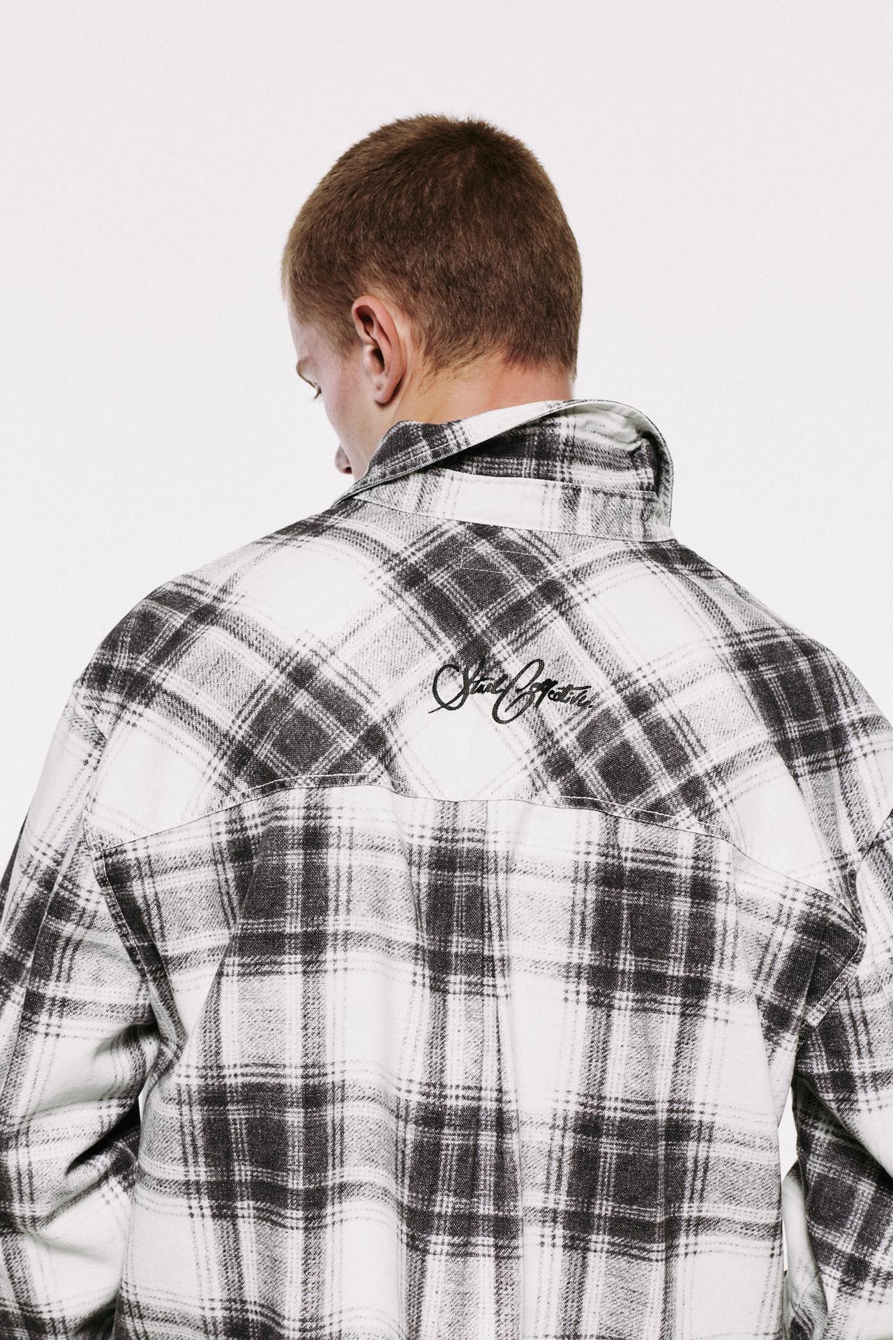 Long sleeve embroidered check shirt — Off white