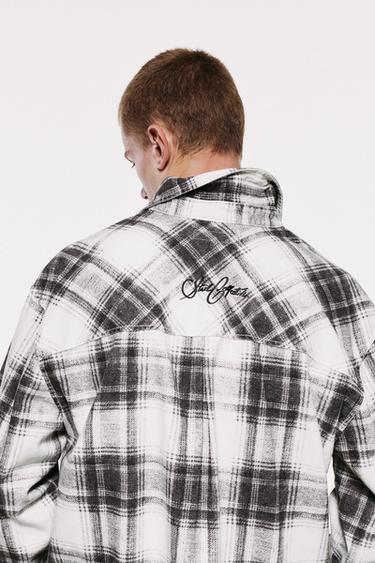 Long sleeve embroidered check shirt — Off white 8