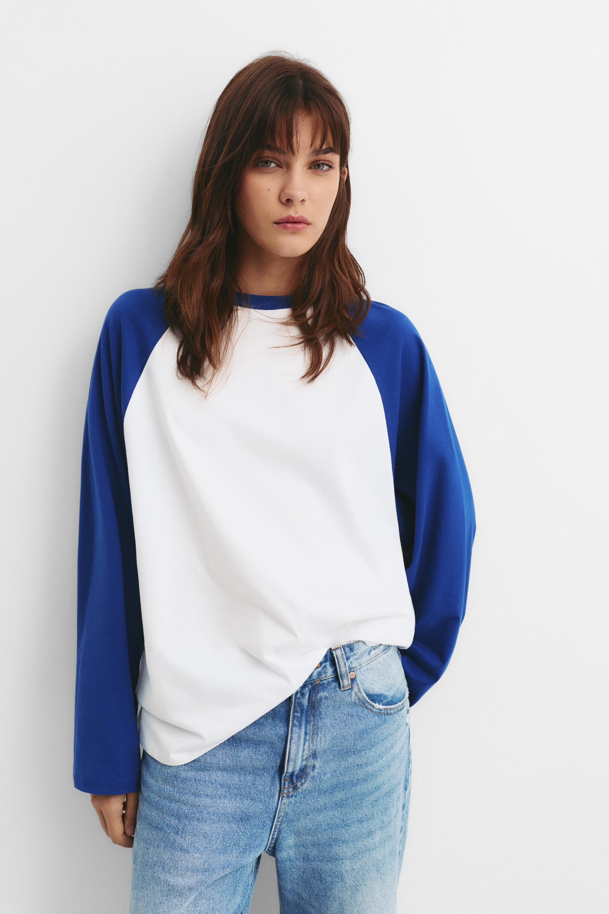 Langärmeliges Kontrast-T-Shirt