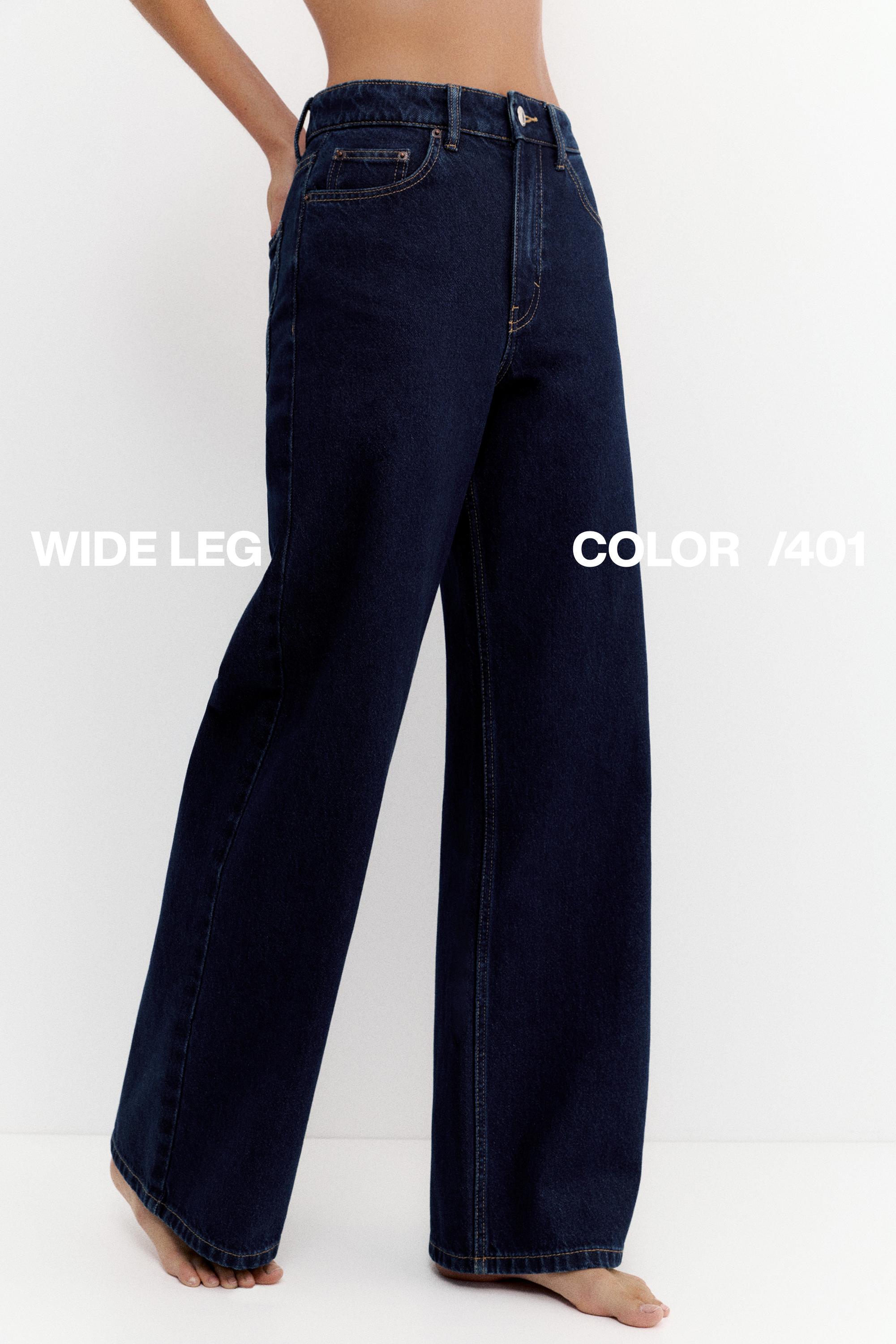 High-waist wide-leg jeans — Navy
