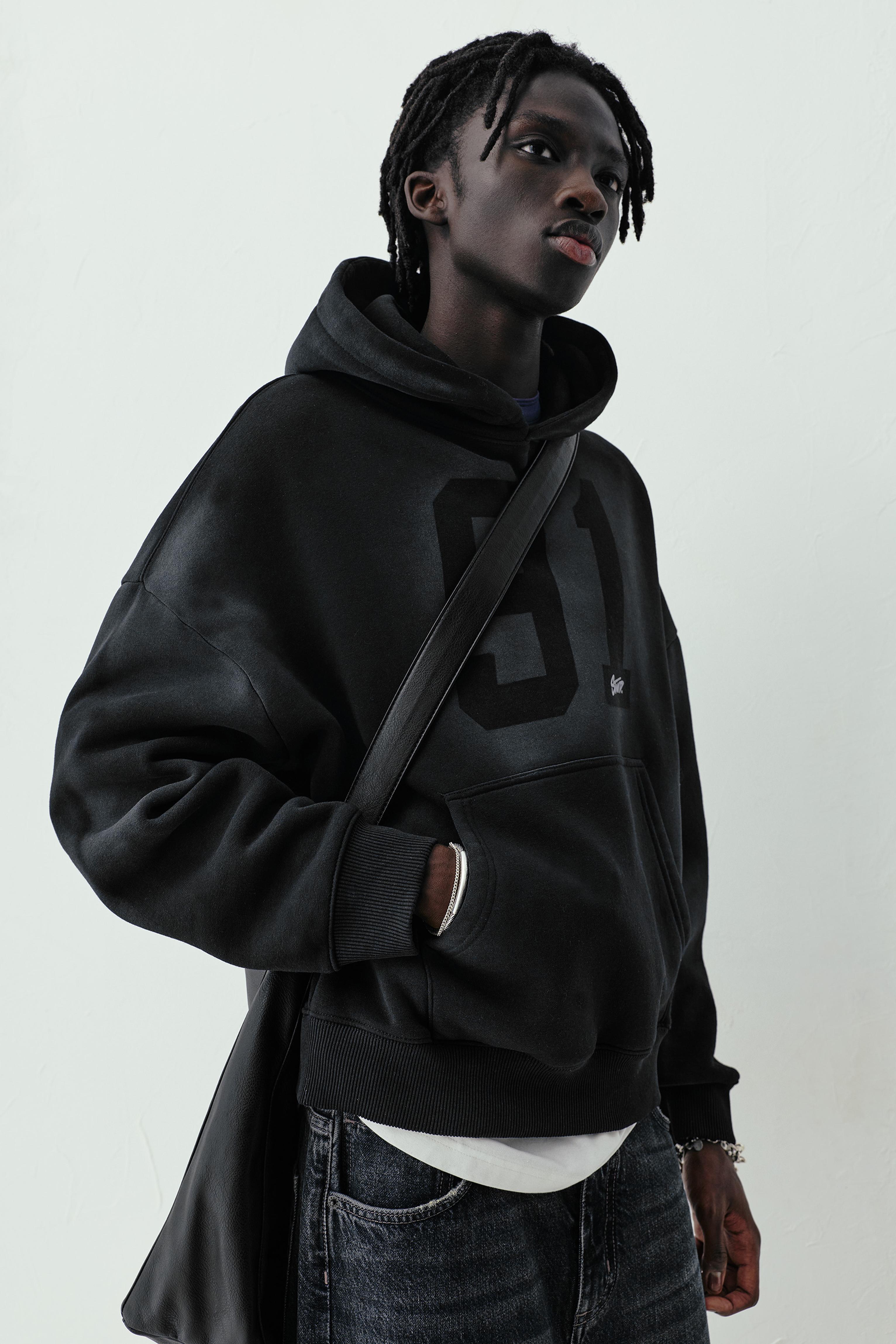 Siyah kapüşonlu sweatshirt STWD 91 - Görsel 25