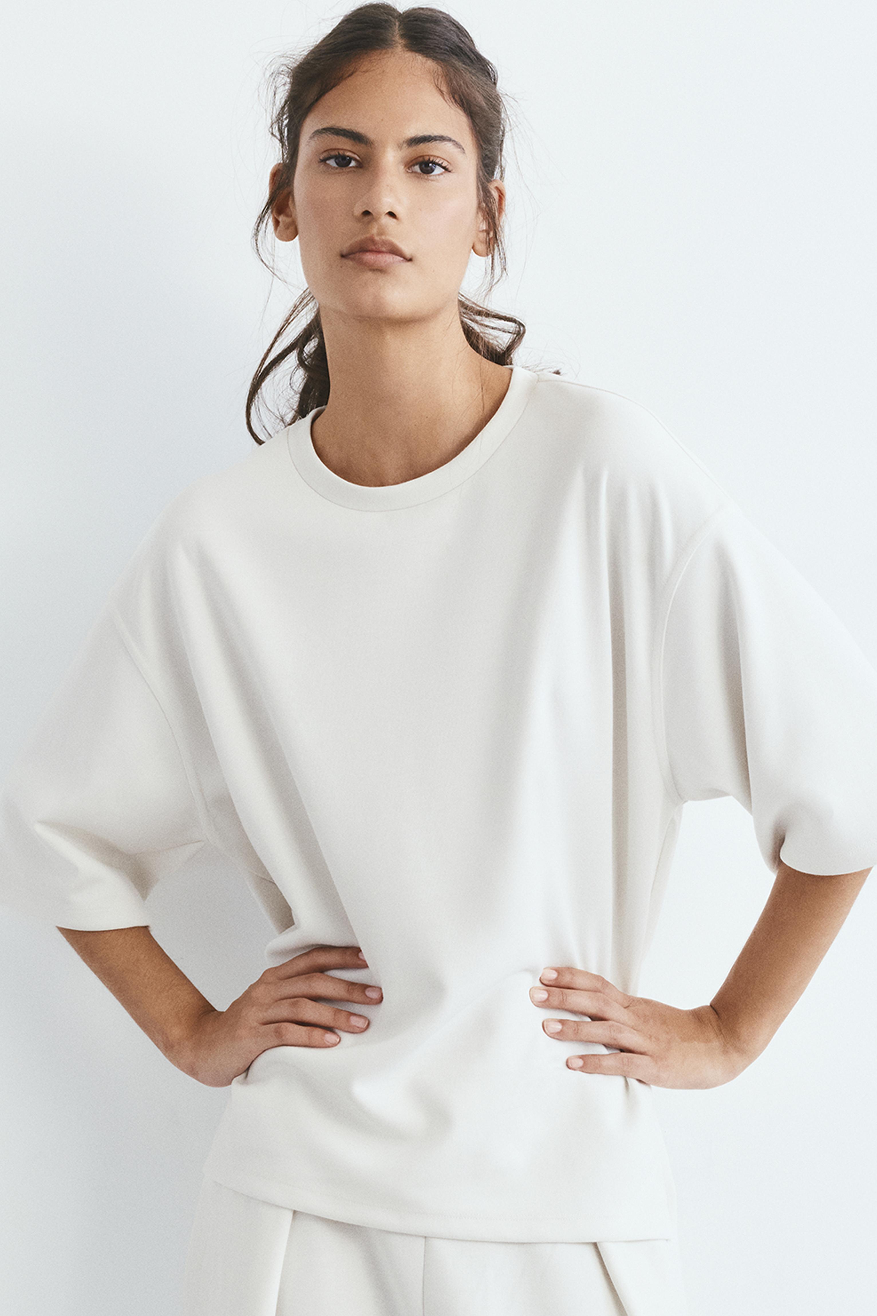 Soft-touch short sleeve T-shirt — Ecru