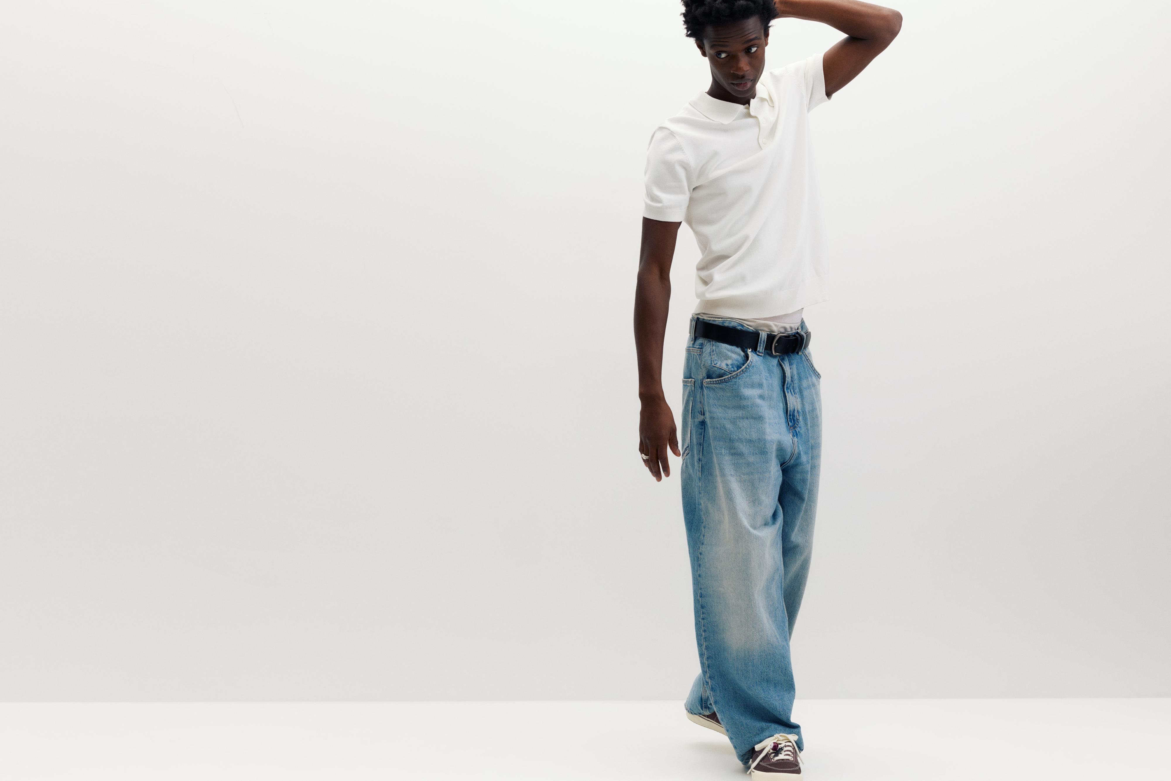 Short sleeve knit polo shirt — Off white