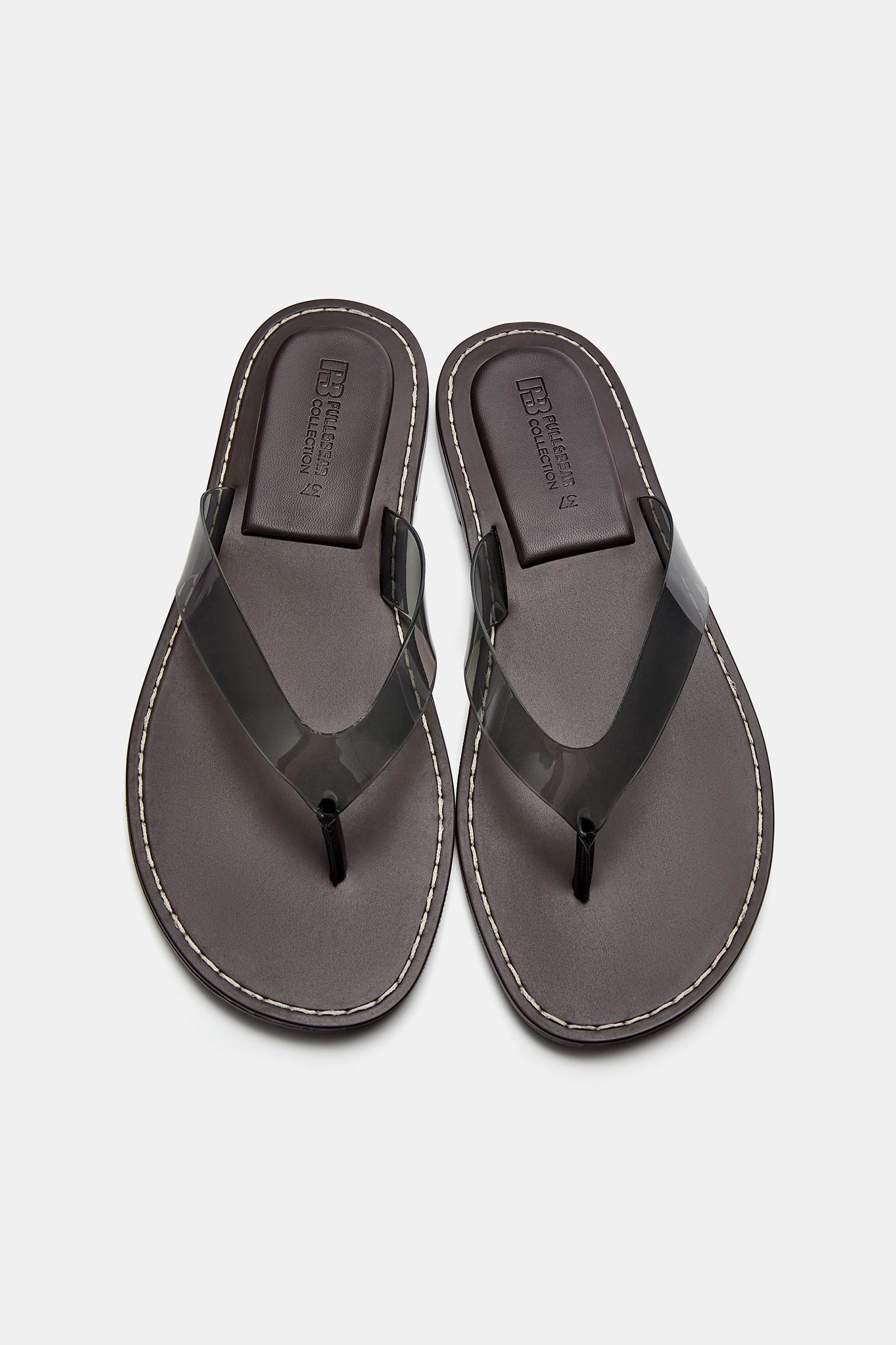 Vinil detaylı düz sandalet - Görsel 5