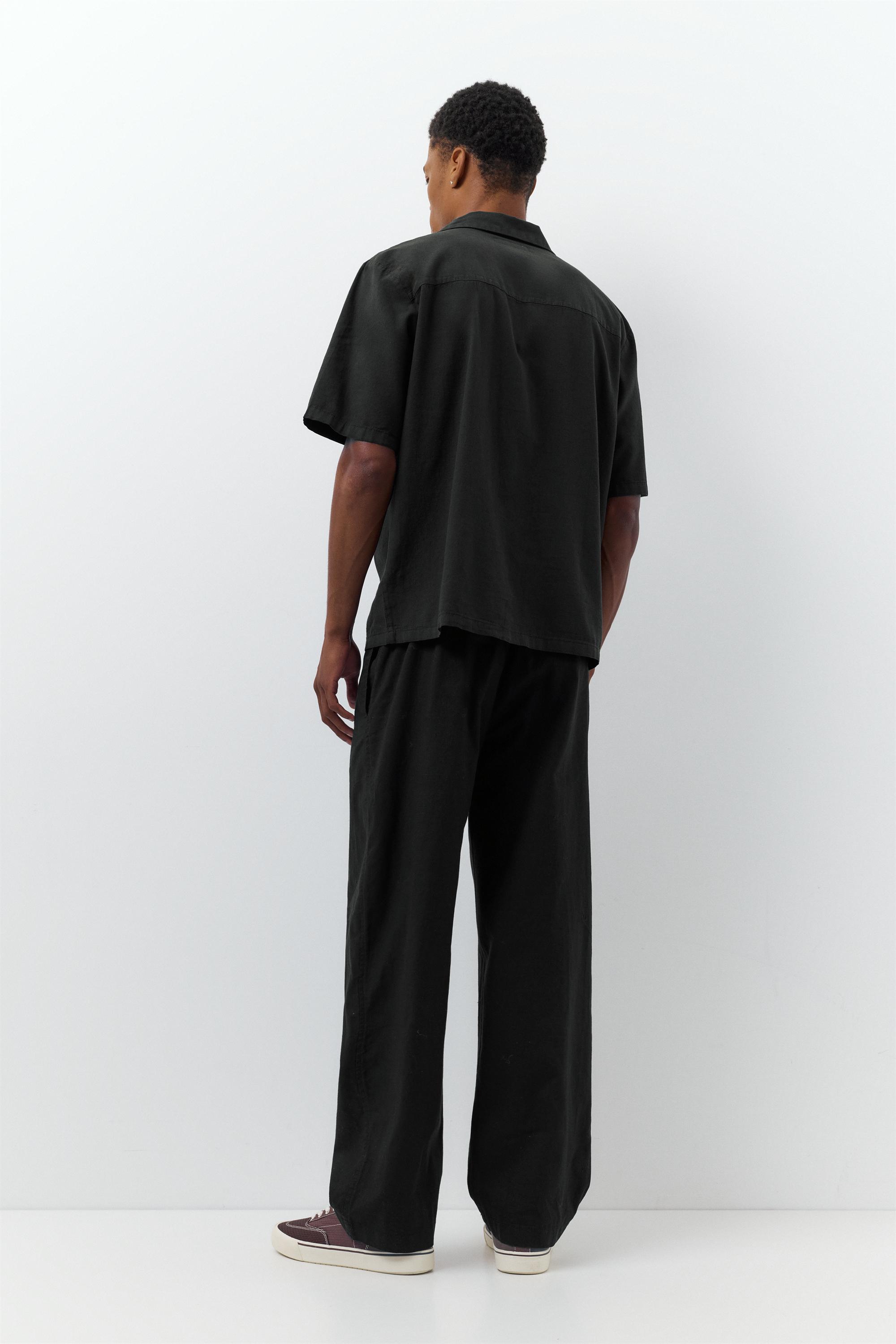 Linen blend jogger trousers — Black