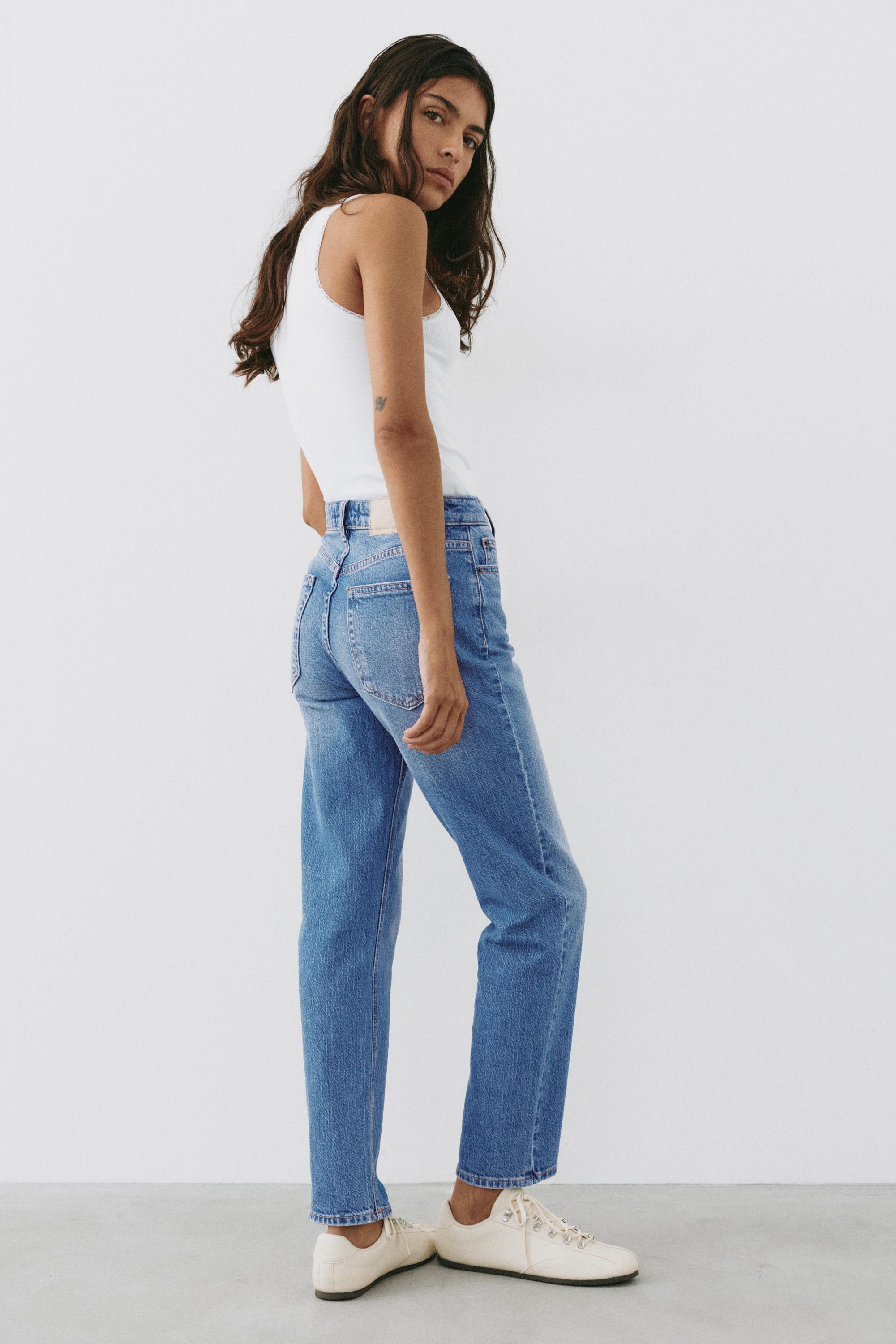 High-waist slim fit jeans — Medium blue
