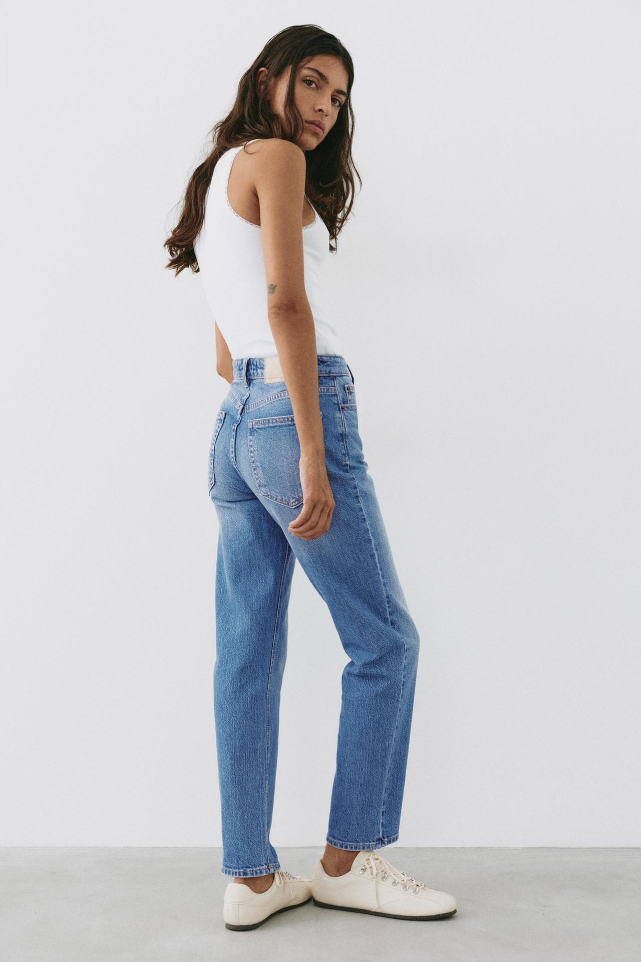 High-waist slim fit jeans — Medium blue