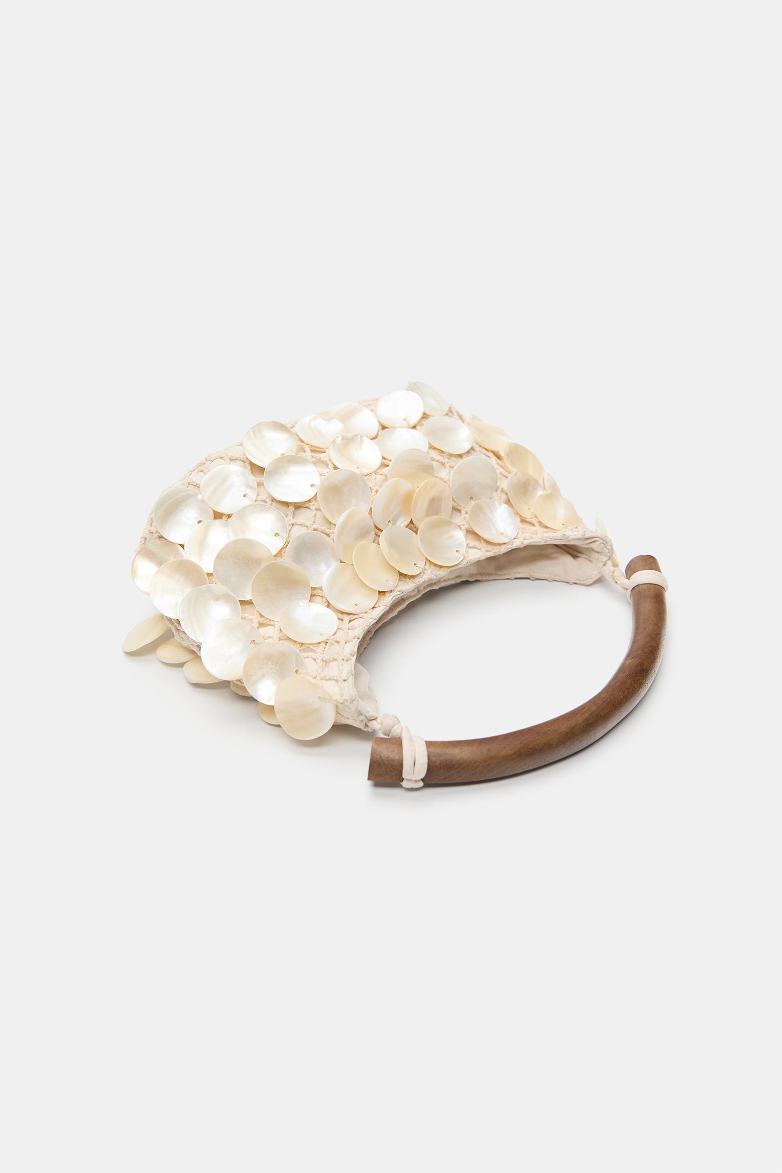 Beaded handbag — Ecru