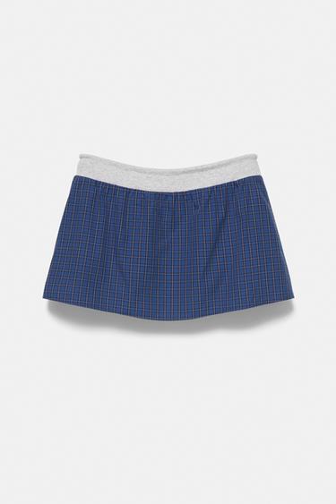 Combined check mini skirt — Navy 4