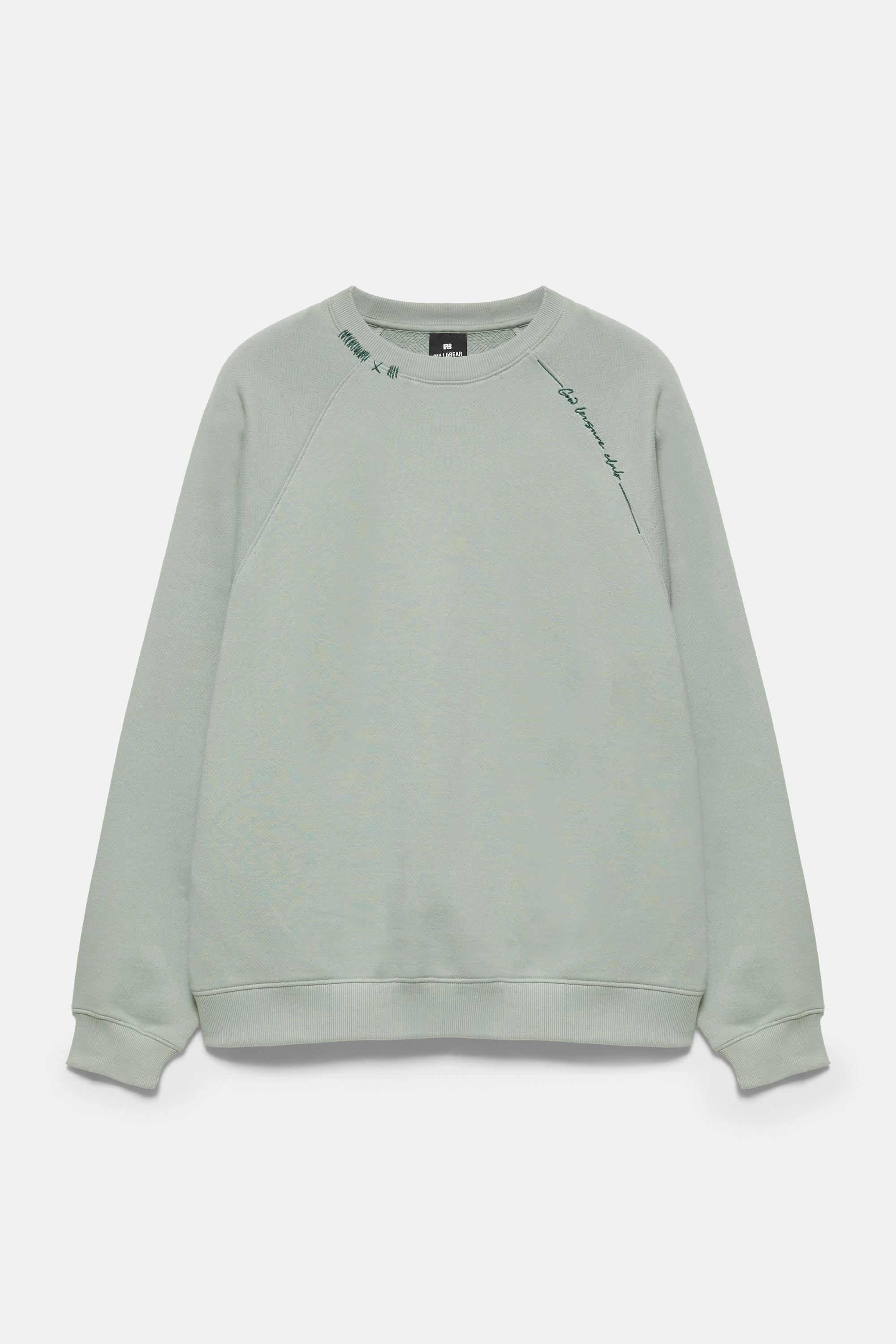 Washed effect raglan sweatshirt — Pale mint green