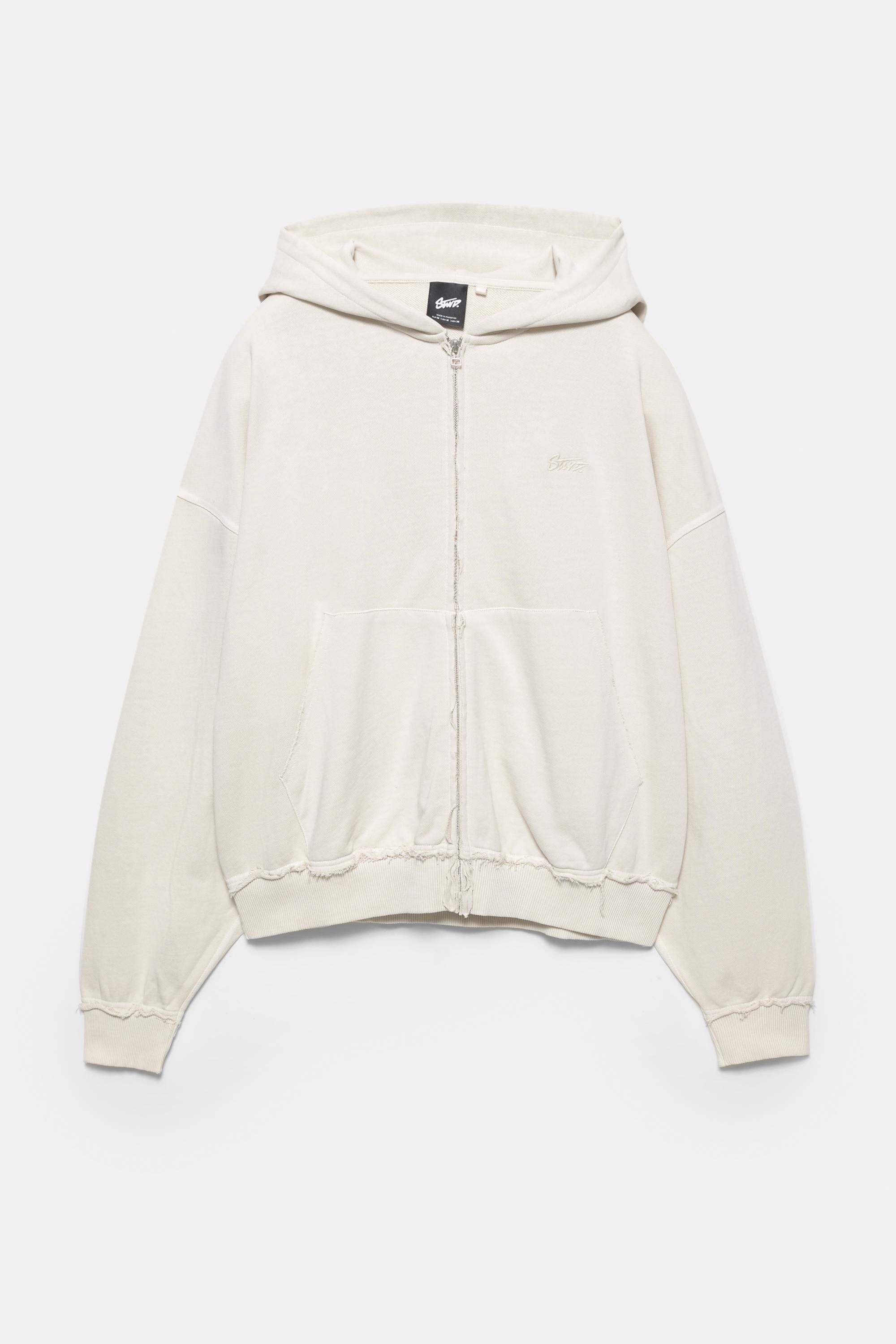 Frayed zip-up hoodie - pull&bear
