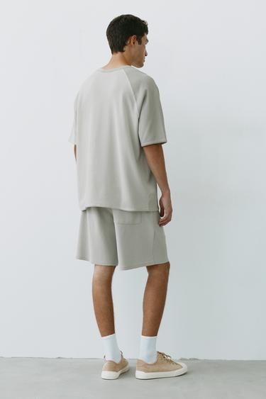 Waffle-knit jogger Bermuda shorts — Aquamarine 2