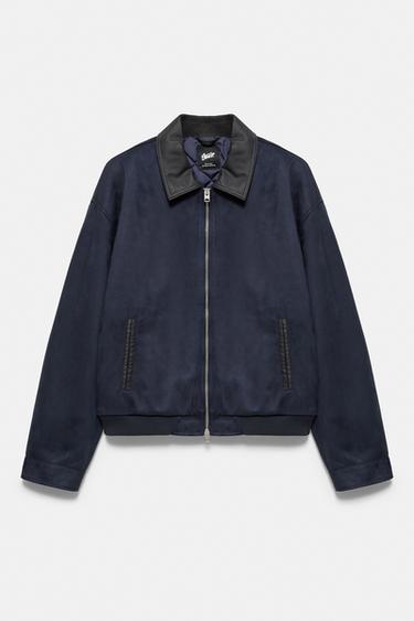 Faux suede mix jacket — Navy 7