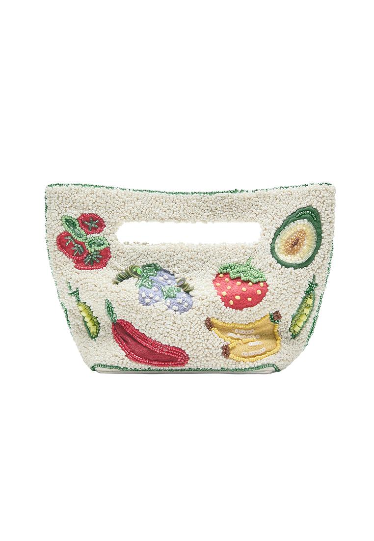 Beaded handbag — White