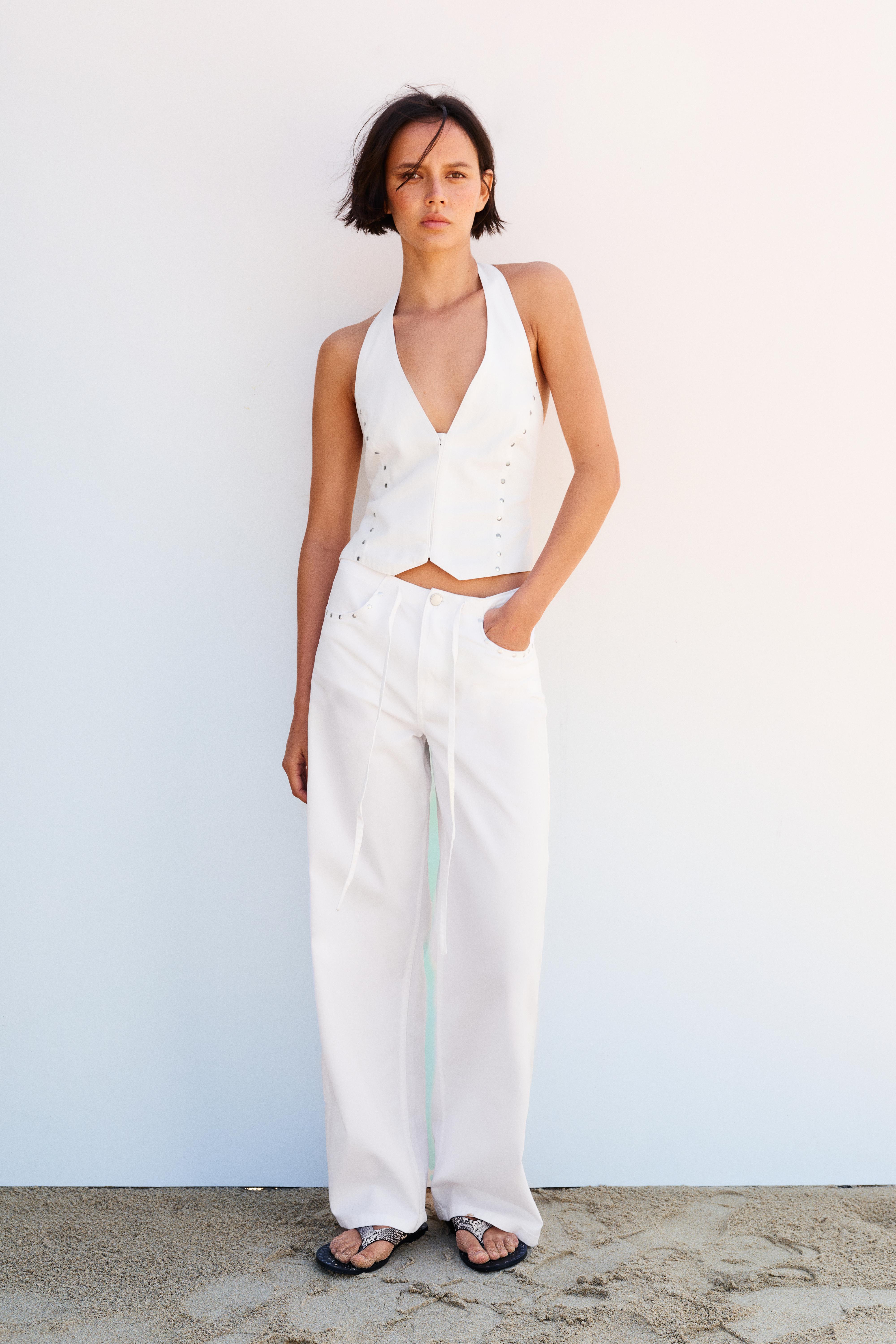 White studded halter top — White