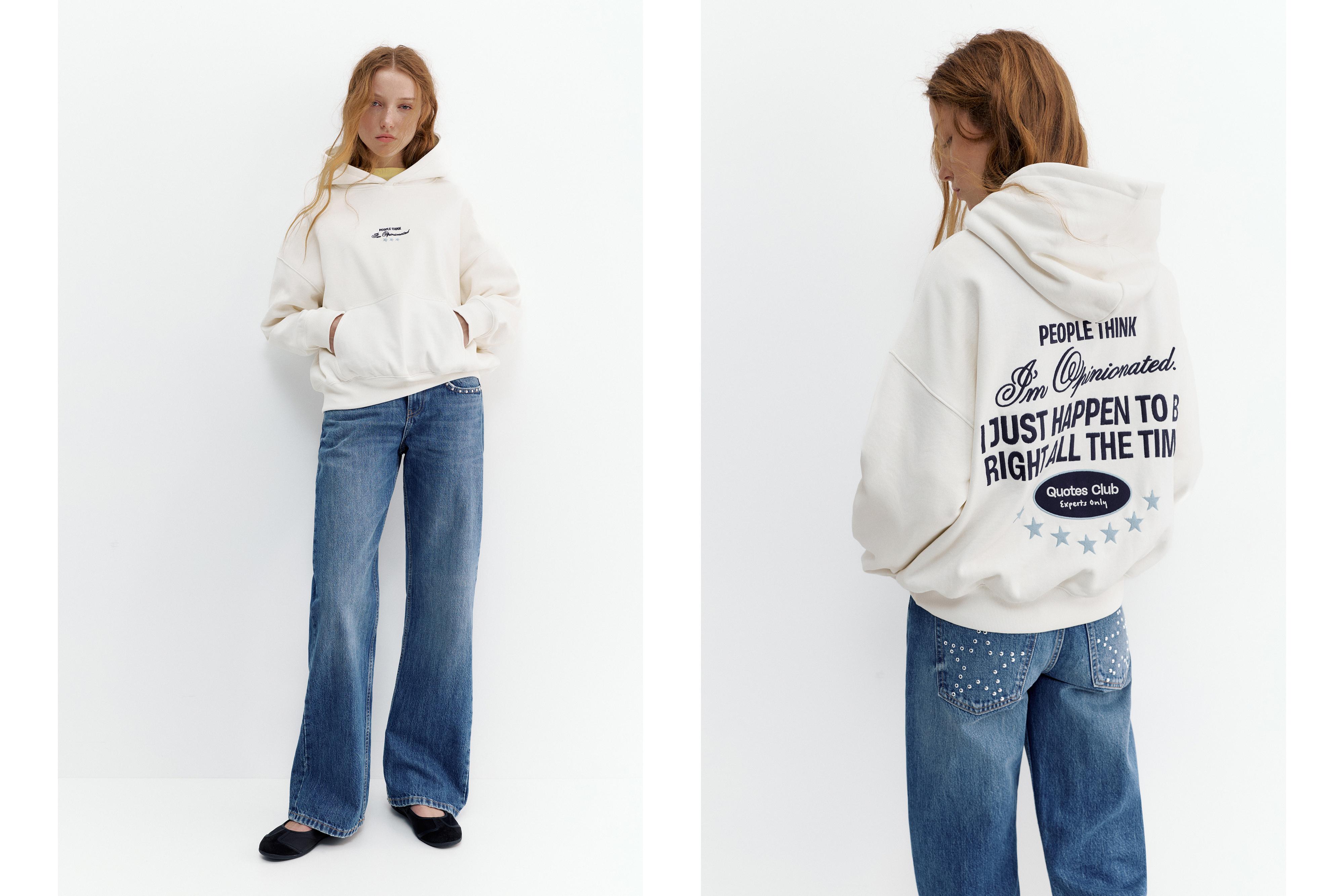 İşlemeli yıldız kapüşonlu sweatshirt - Görsel 15