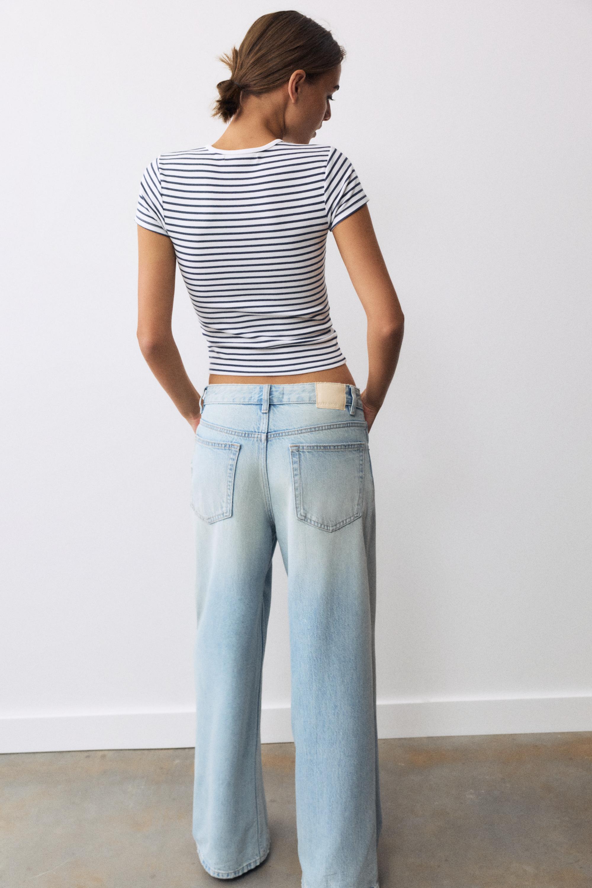 Ribbed short sleeve T-shirt — Striped