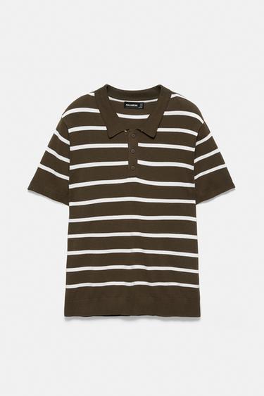 Striped knit polo shirt — Chocolate 5