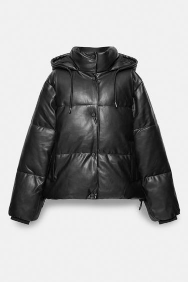Leather effect puffer jacket — Black 6