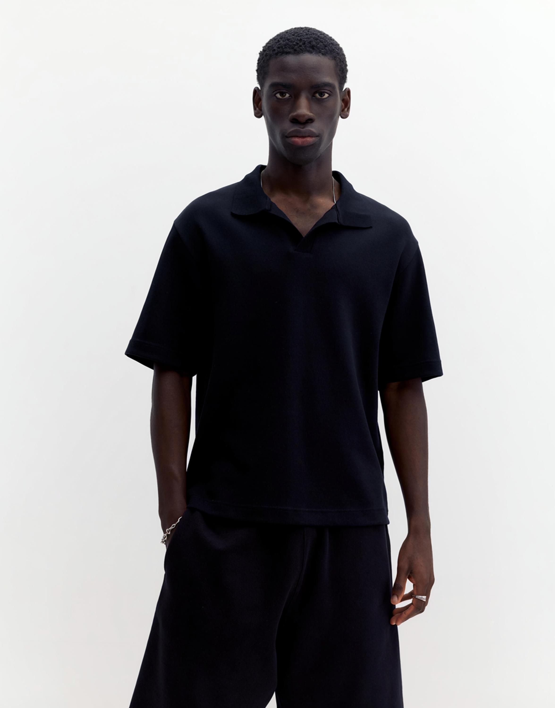 Short sleeve interlock polo shirt — Black