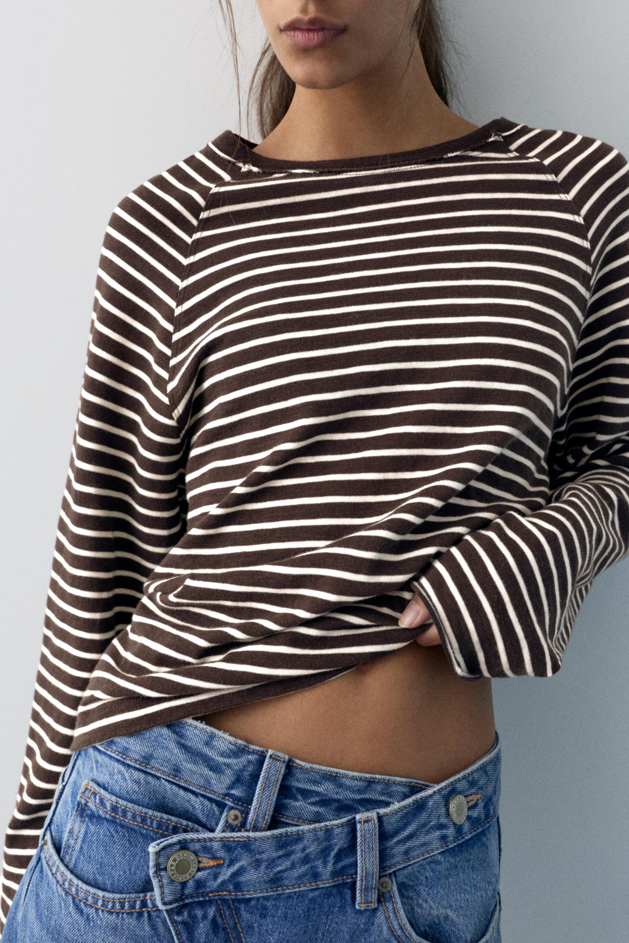 Long sleeve raglan T-shirt — Striped