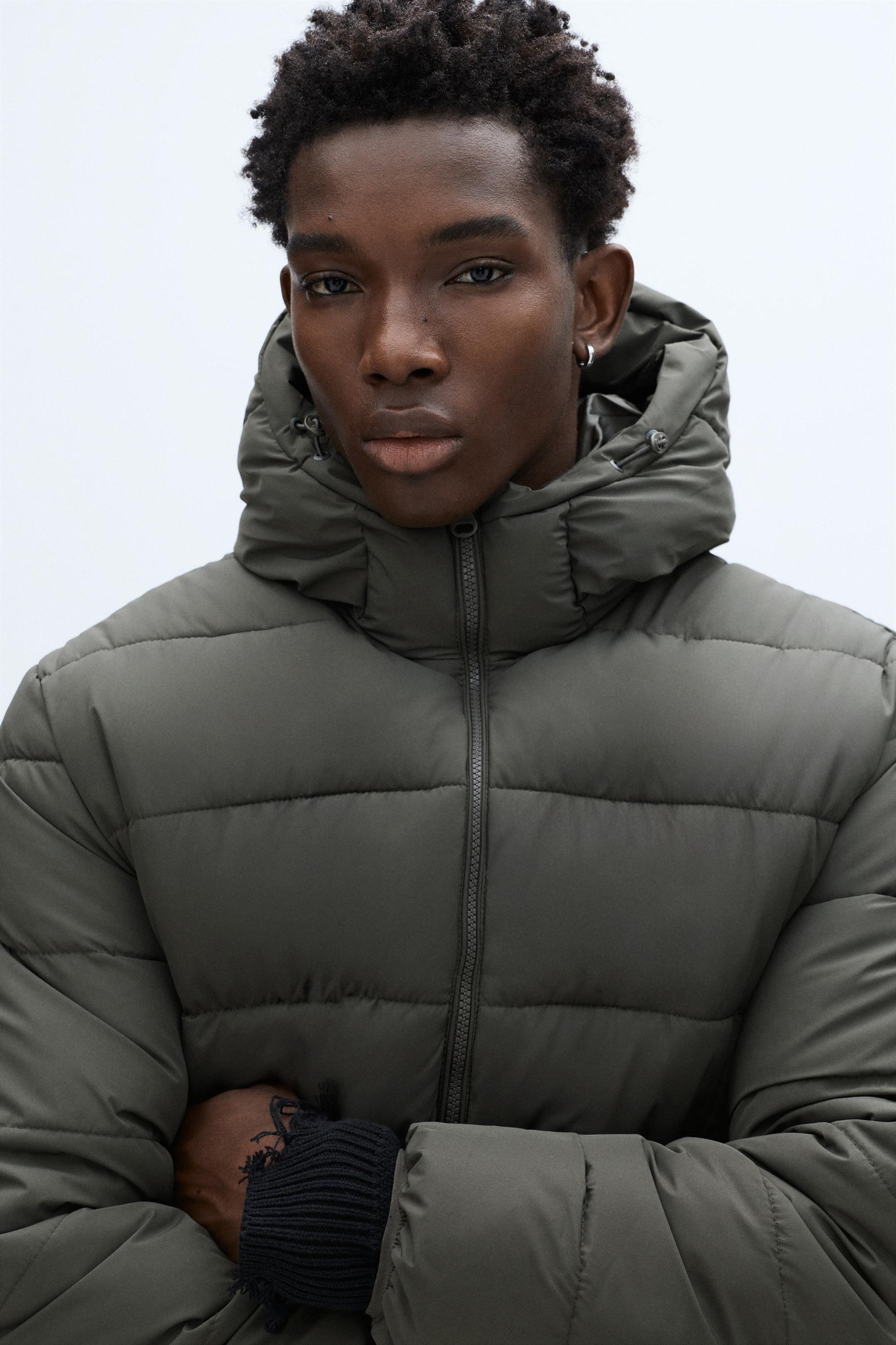 Lightweight puffer jacket with hood — Anthracite grey