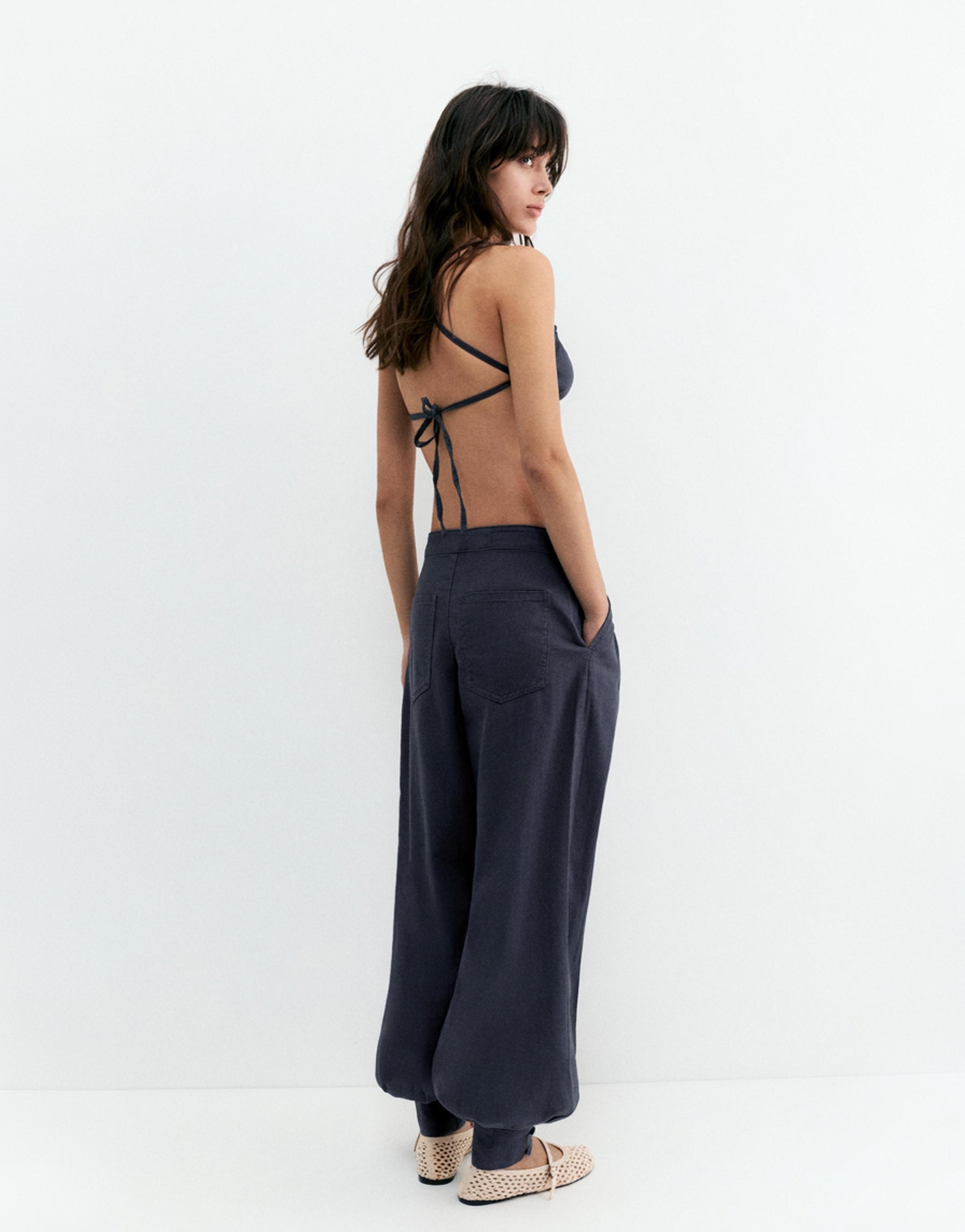 Rustic sarouel trousers — Grey blue