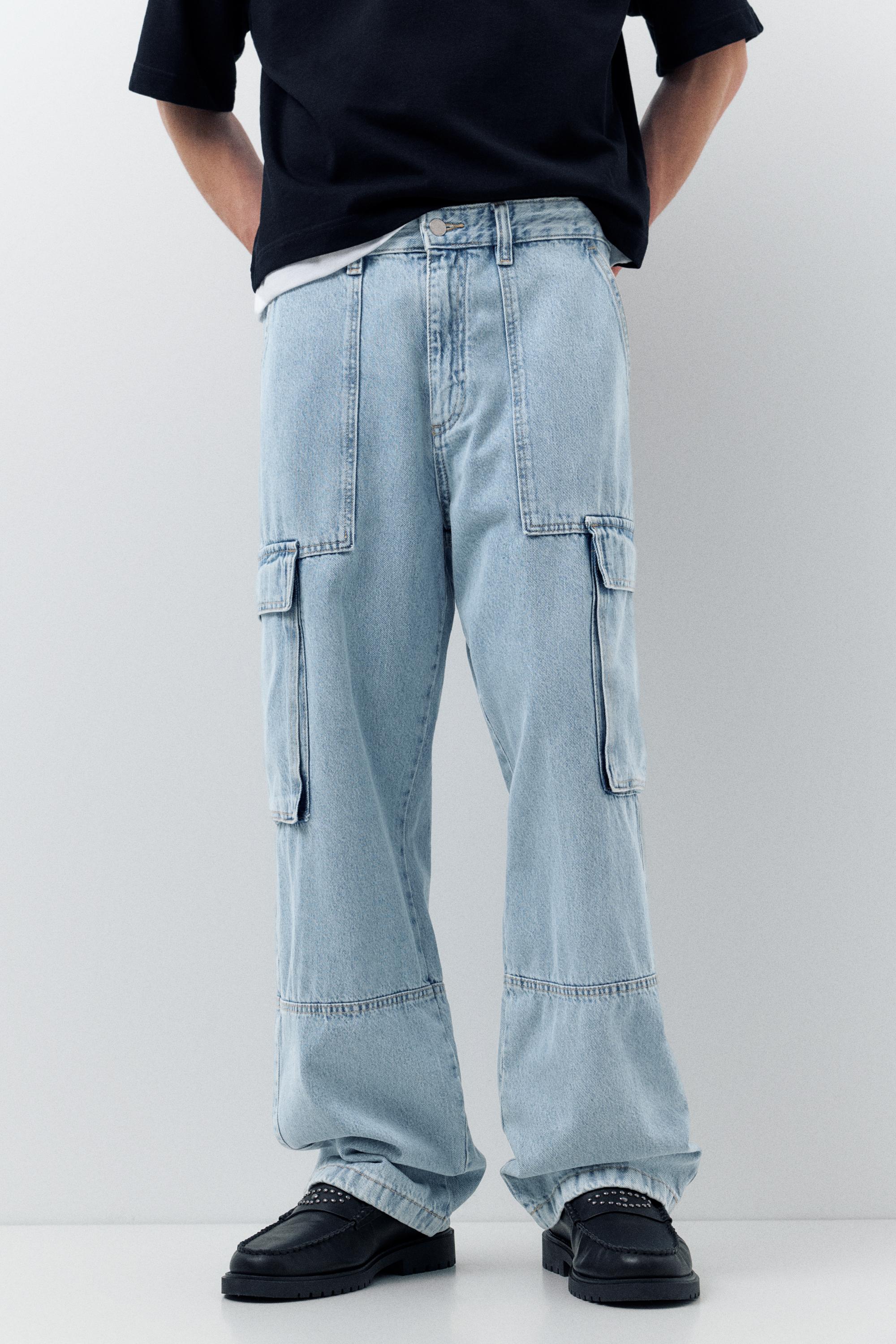 Baggy cargo jeans — Medium blue