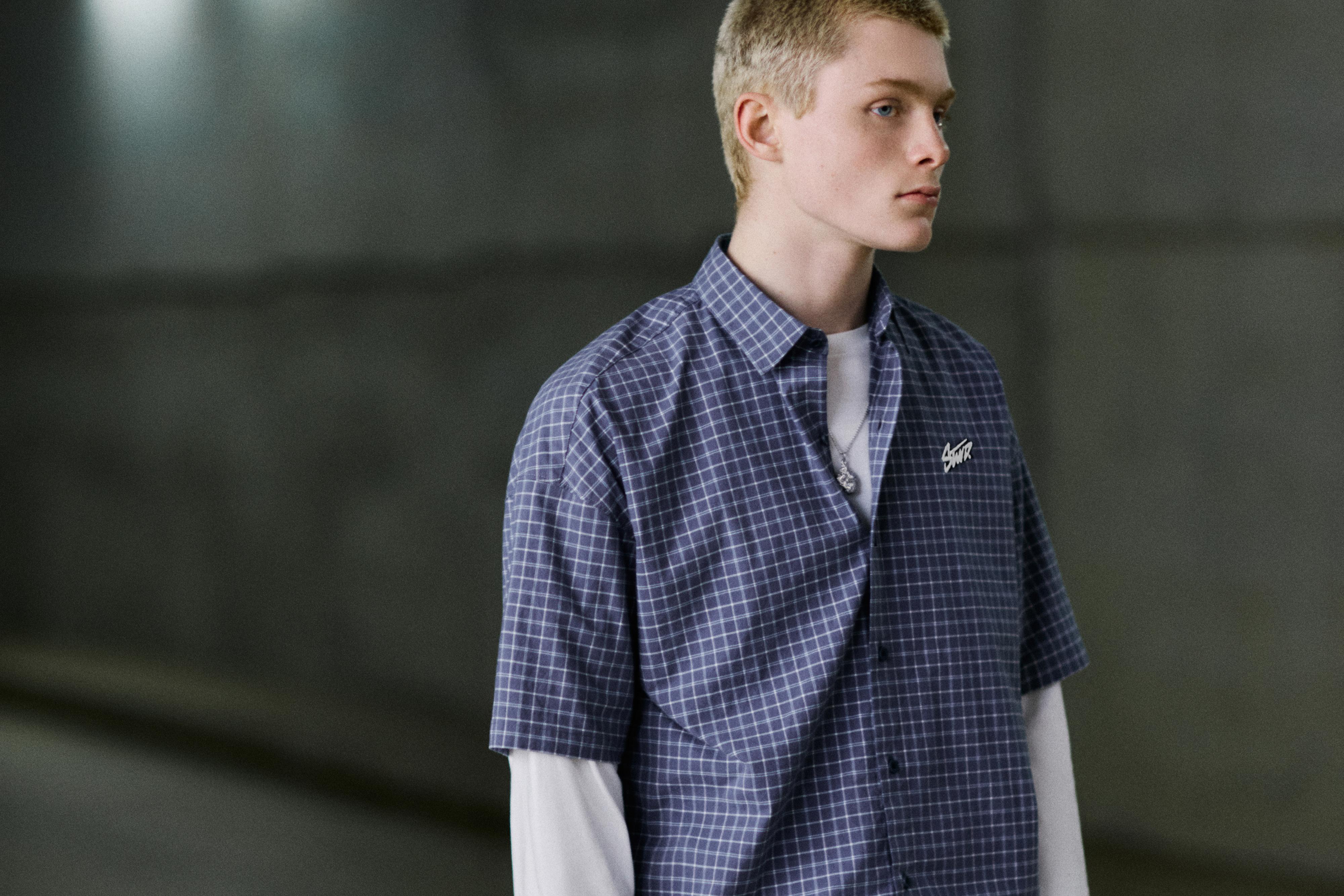 Double-sleeve check shirt — Blue