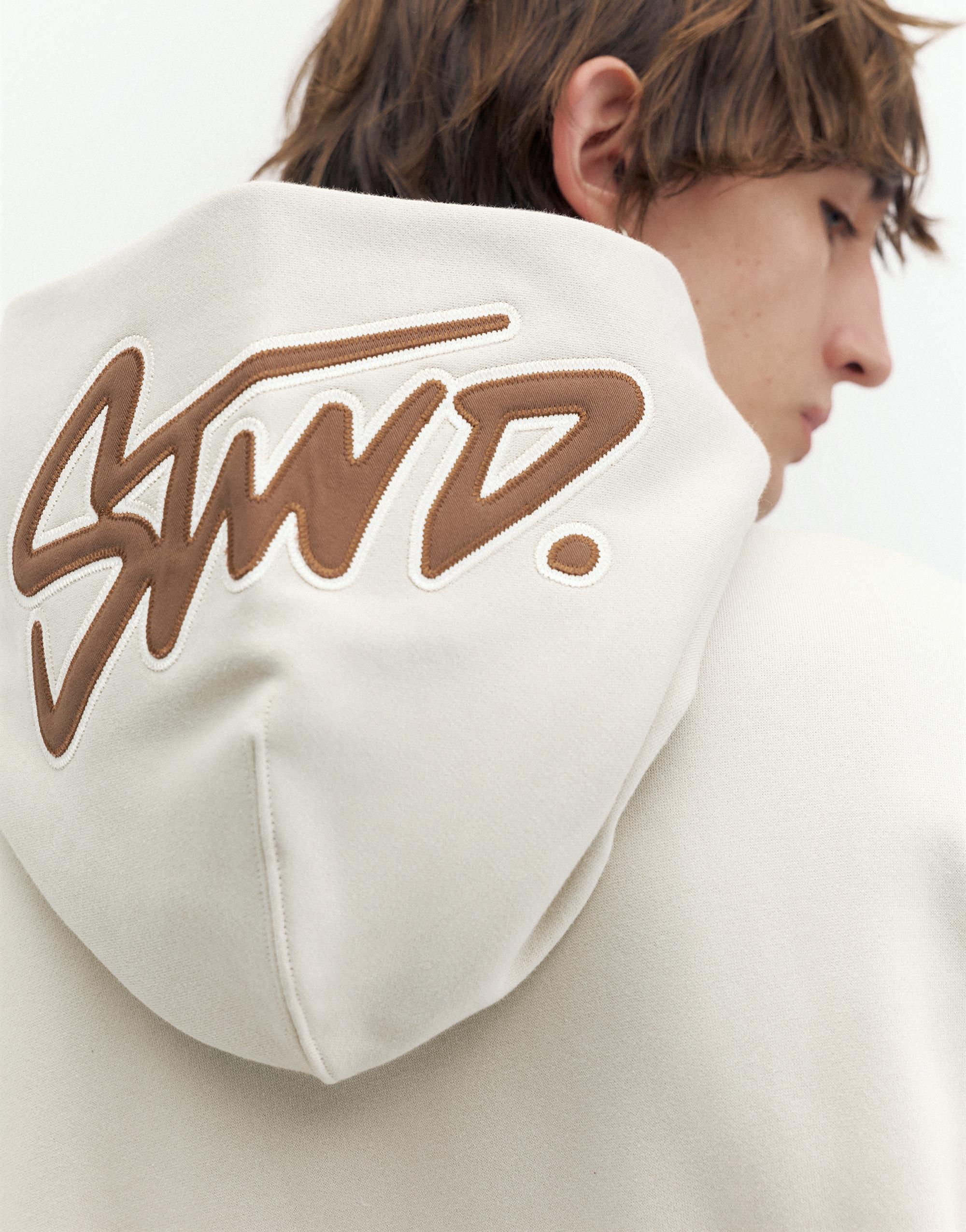 STWD boxy-fit logo hoodie — Ash