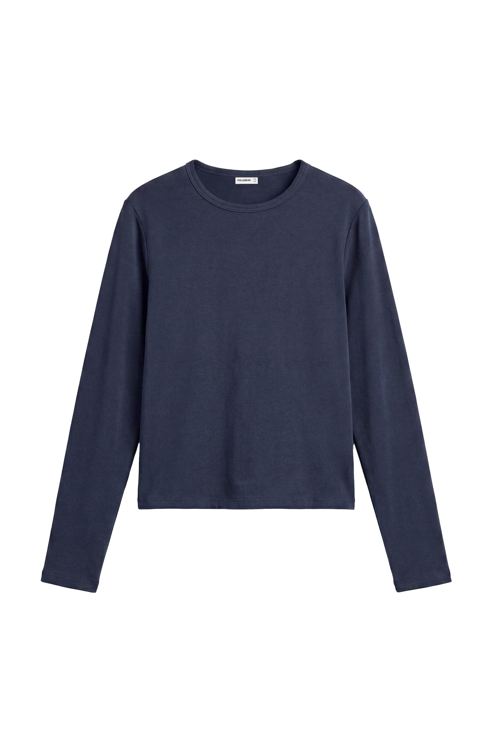 Pull&Bear Uzun kollu, vücuda oturan tişört görsel 4