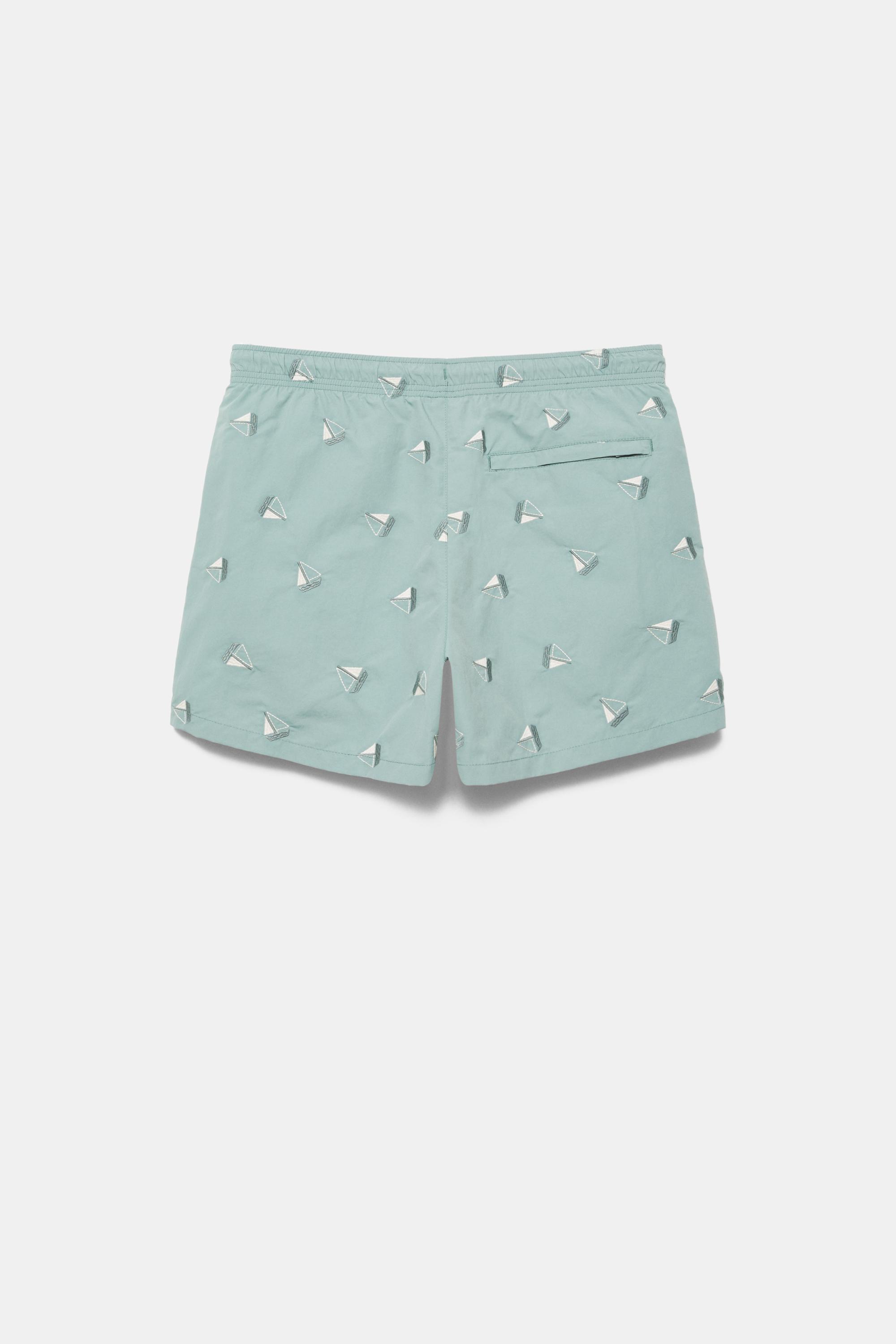 Embroidered board shorts — Greenish